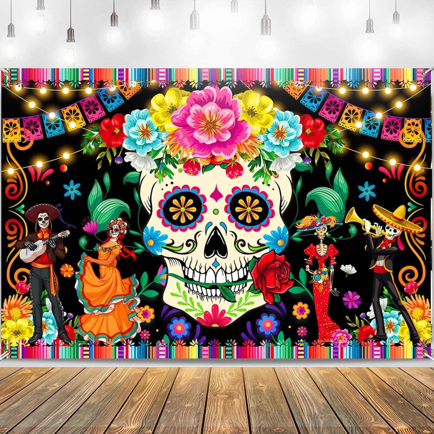 Premium Dia De Los Muertos Decorations Banner (Colorful)