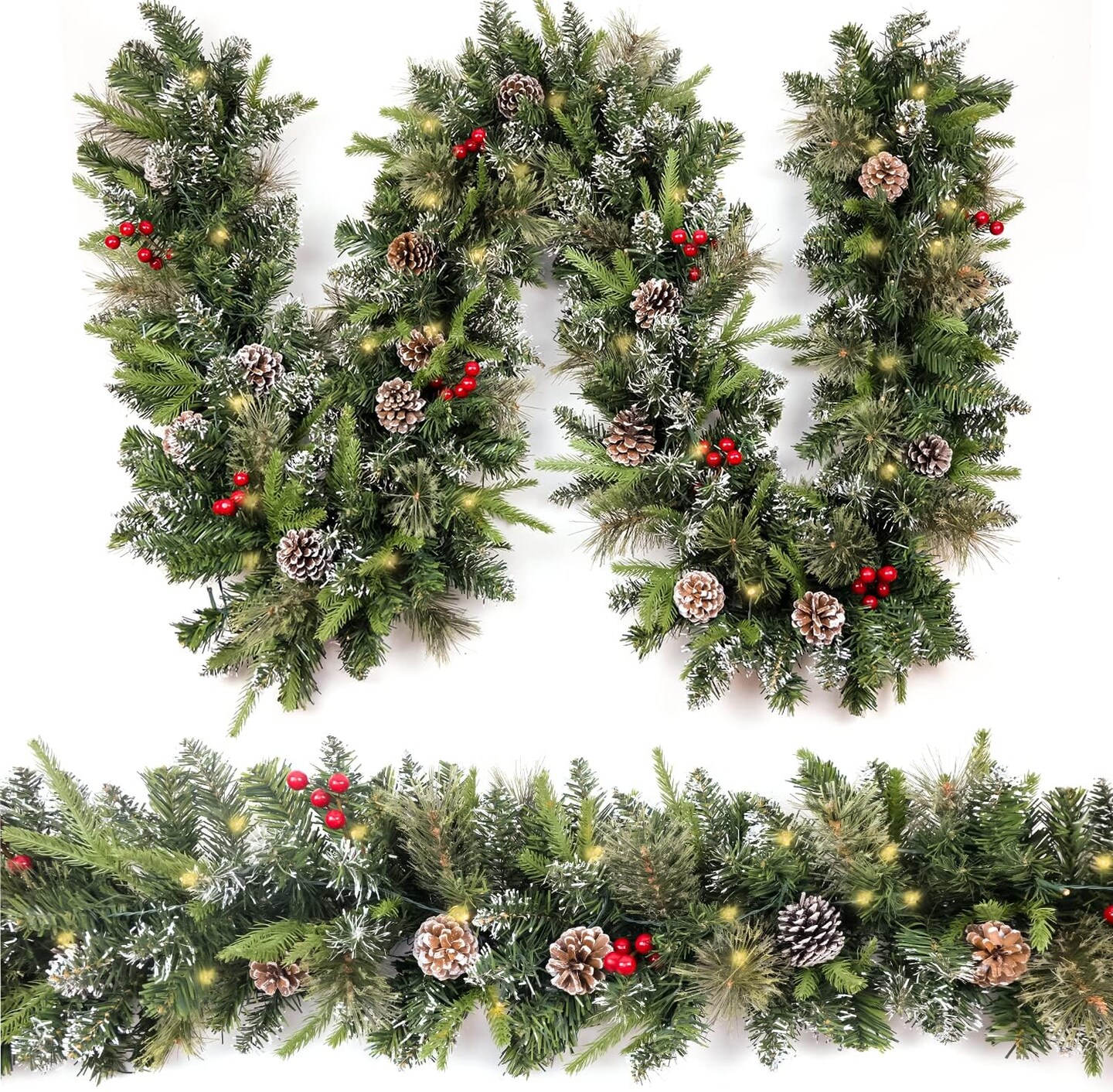 Christmas Snowy Garland - 9FT with 50 Lights