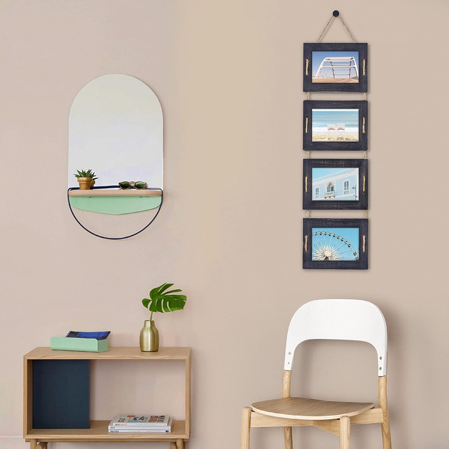 5x7 Hanging Picture Frames Collage Wall Decor, 4-Opening(Weathered Black)41.7&#x22;L x 9.4&#x22;W