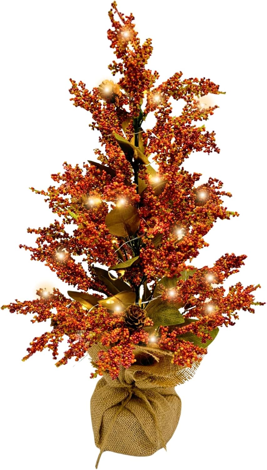 Lighted Berries Table Tree Thanksgiving Tree(Yellow)