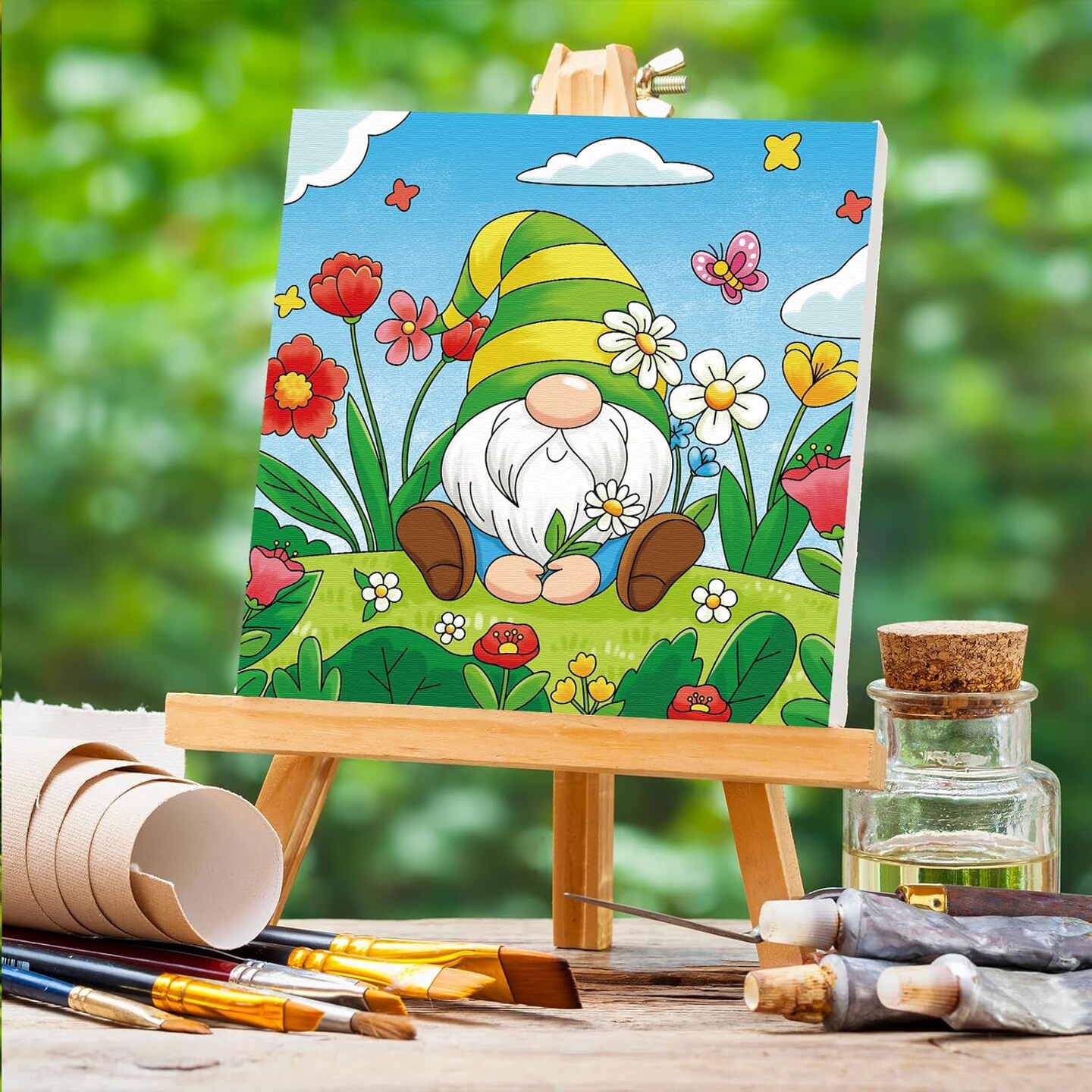 8 Pack Pre Drawn Canvas for Painting, 8" X 8" Cute Animals Painting Canvas Bulk, Art Canvases for Painting for Kids Students School Home (Spring)