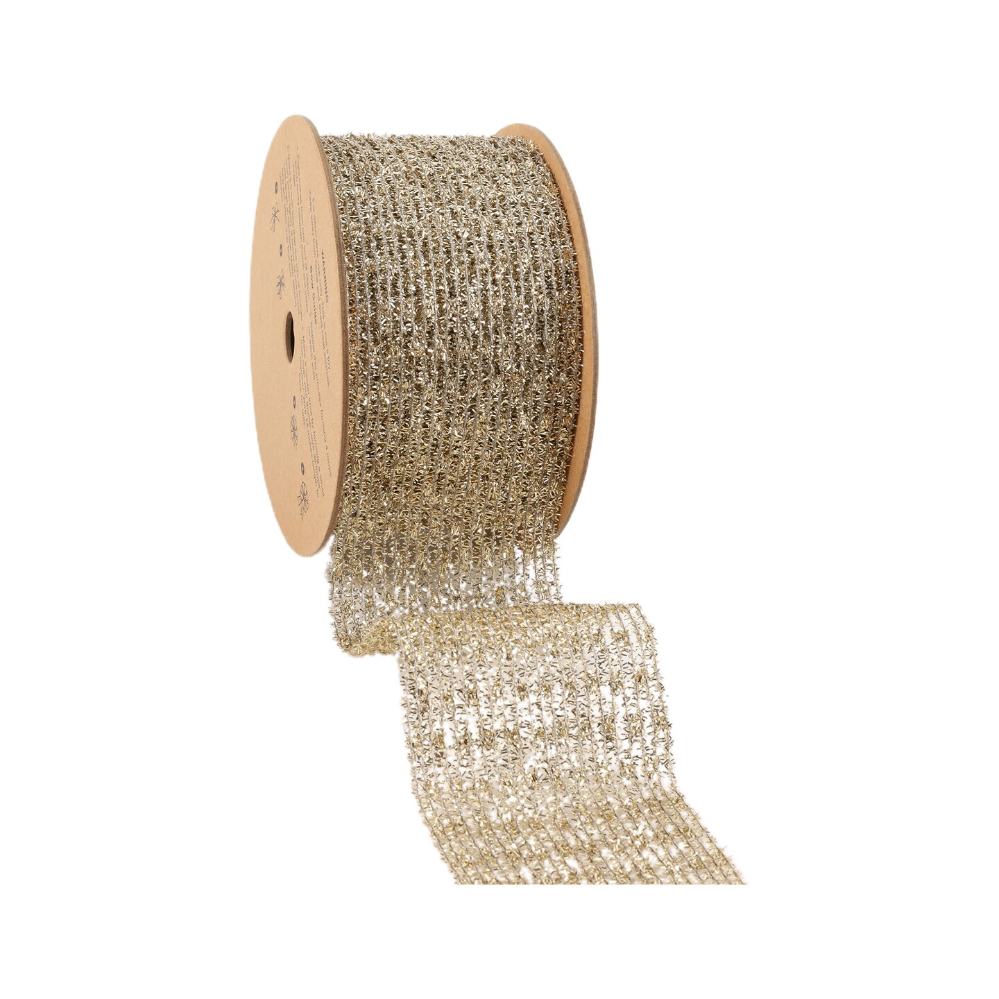 LaRibbons 6" Wired Ribbon | Gold Stretch Tinsel Netting | 10 Yard Roll
