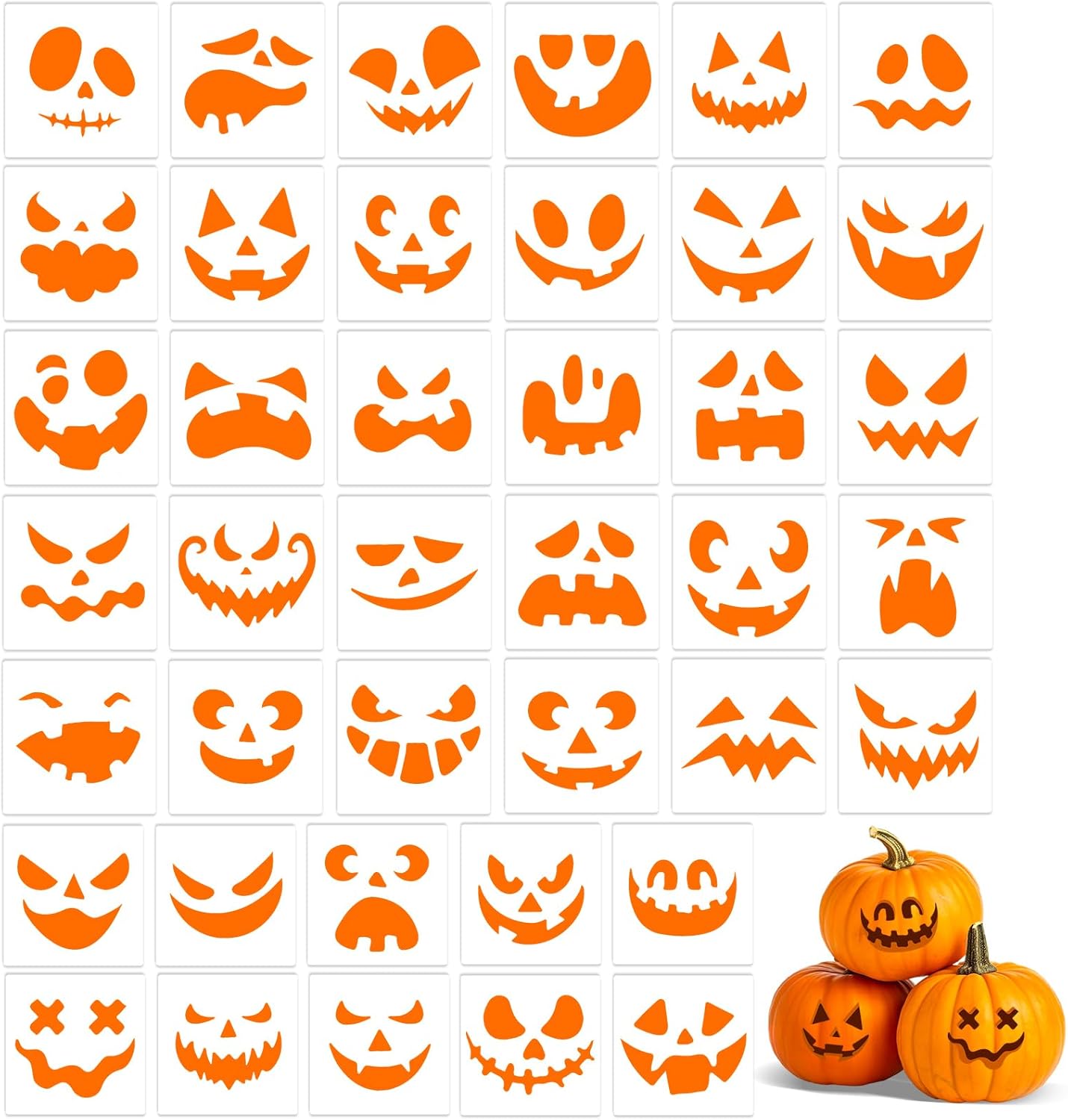 40Pcs Halloween Stencils for Painting Pumpkins 6 Inch Reusable Plastic(Halloween)