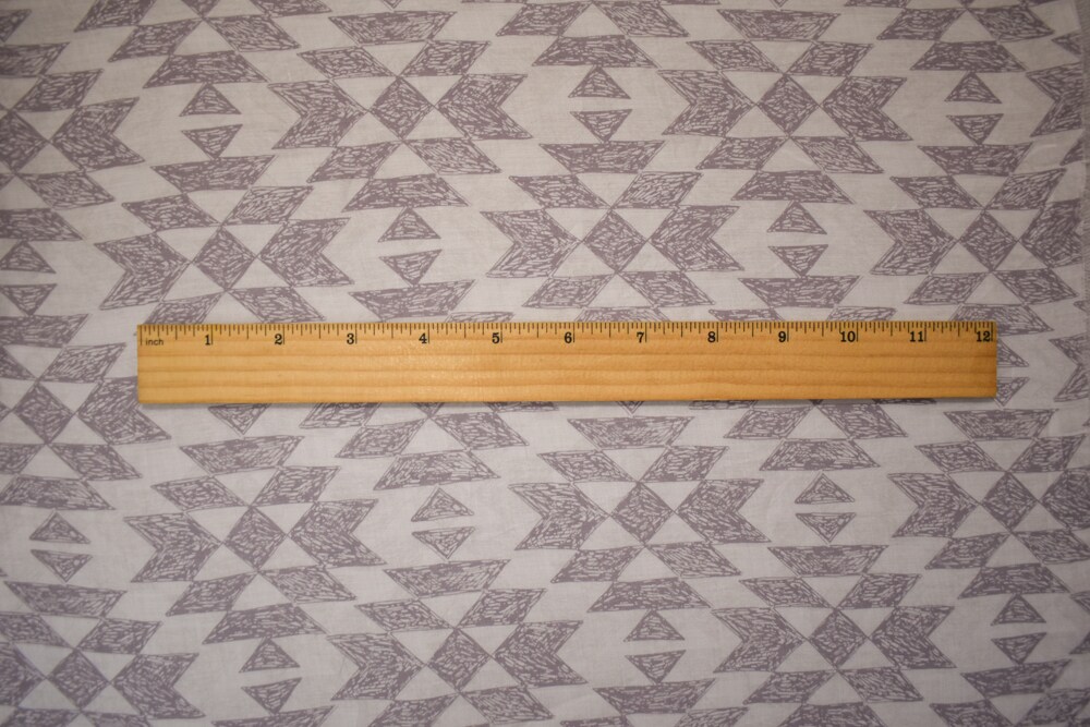 White-Gray Cotton Abstract Diamond Printed Lawn Woven Fabric By the Yard