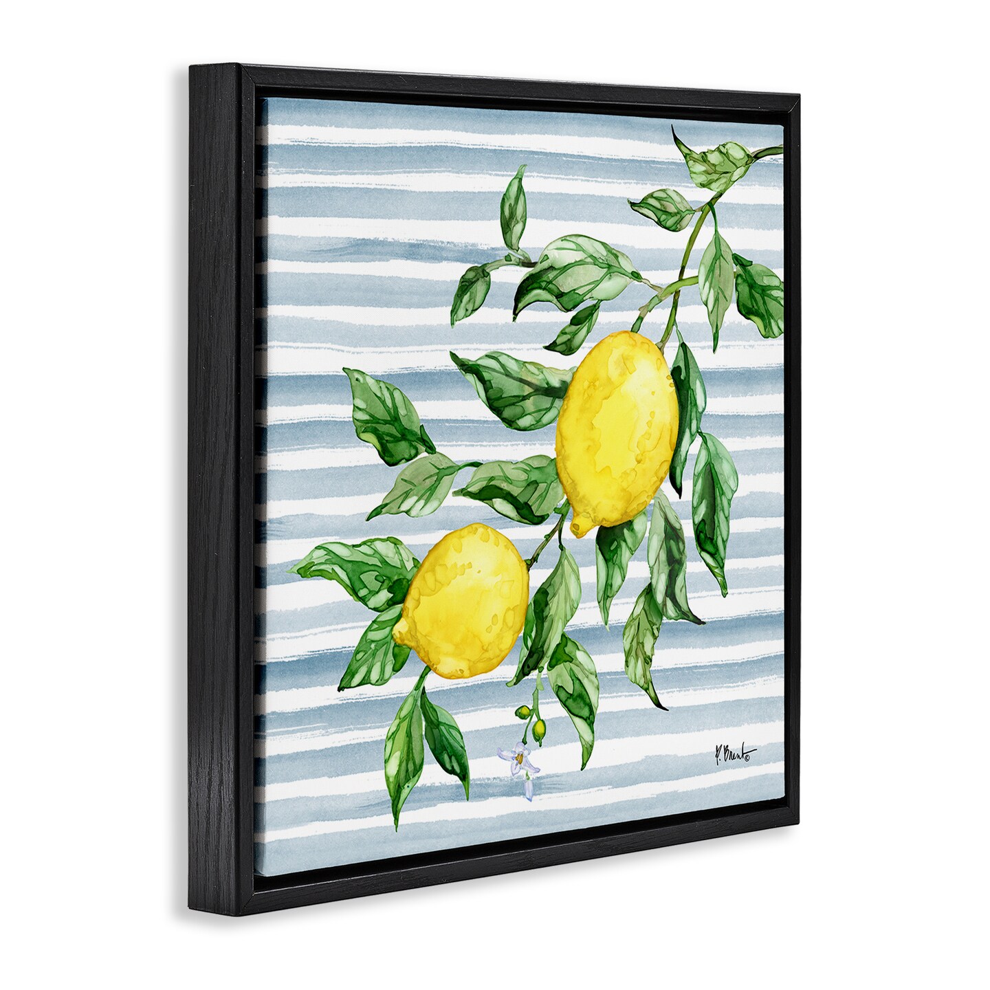 Stupell Industries Juicy Lemon Vine on Blue Floating Frame, design by Paul Brent