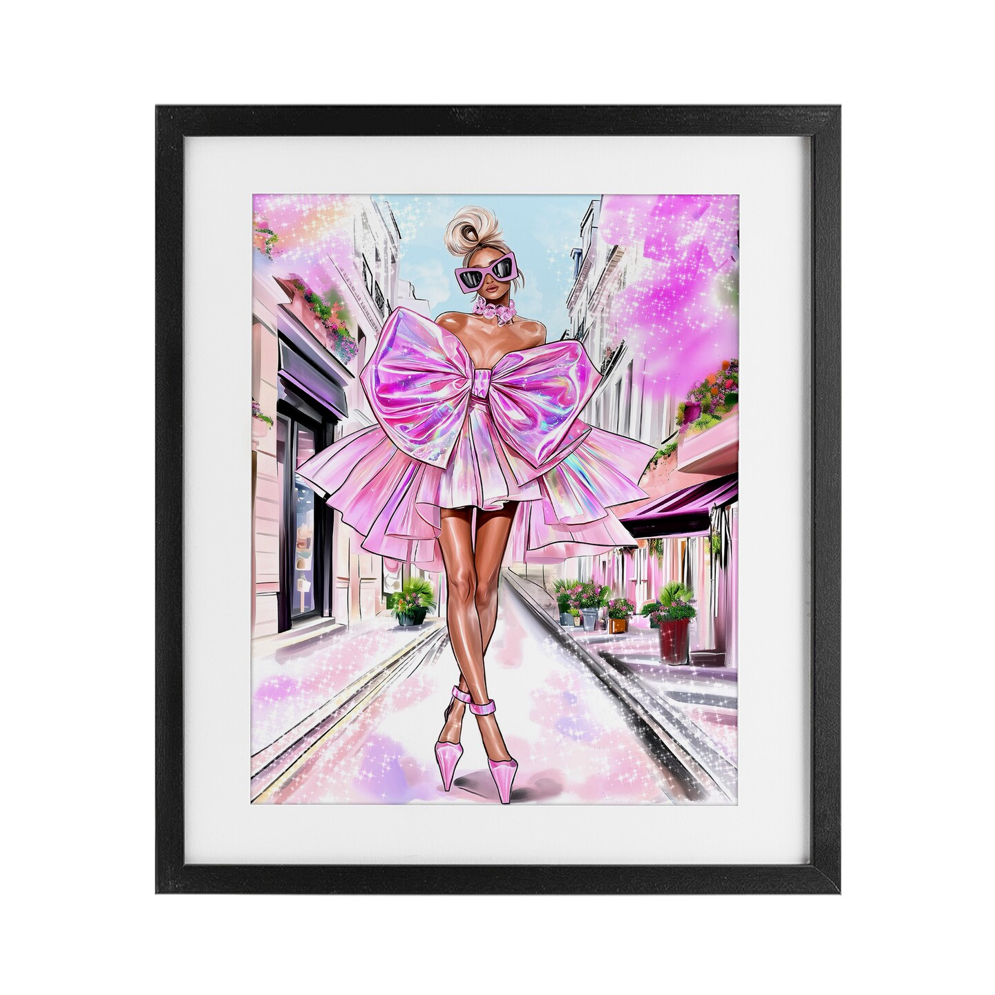 Stupell Industries Fashionista in Big City Framed Print Under Glass, design by Jess Stempel