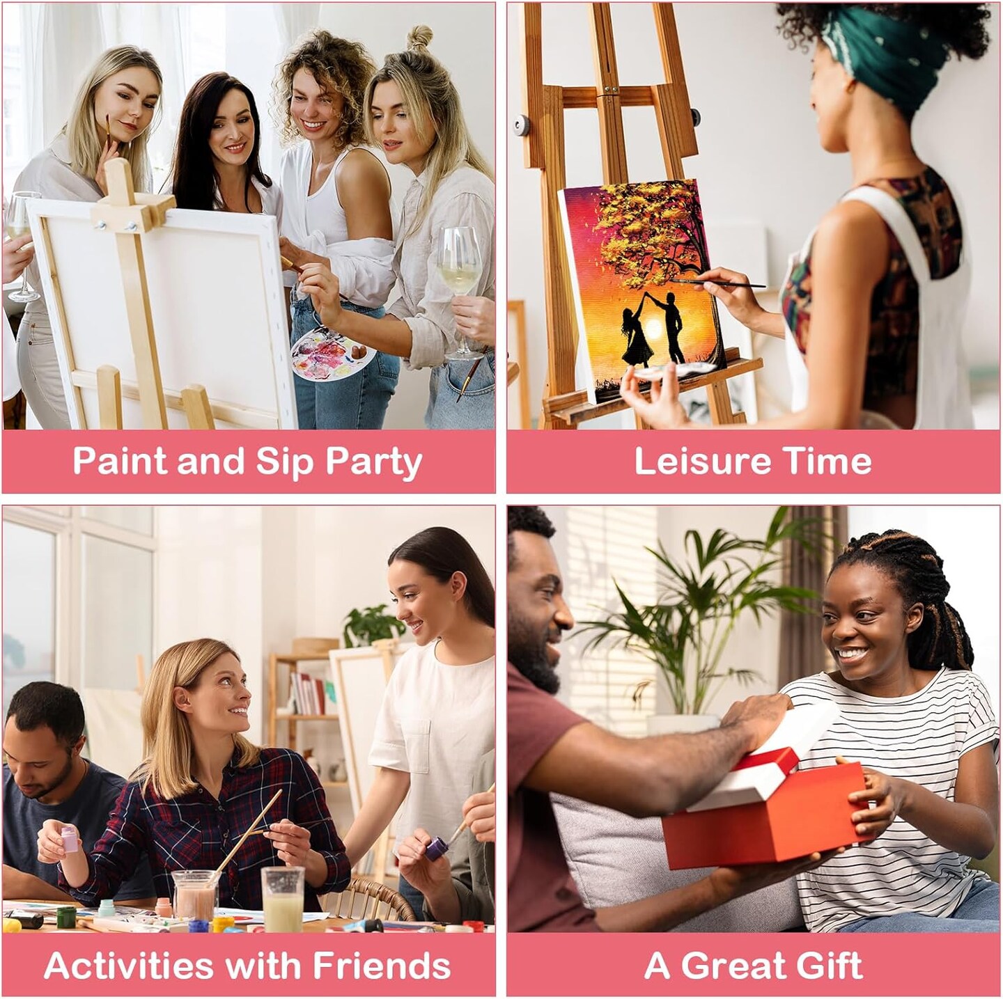 16 Pcs Pre Drawn Canvas for Painting for Adults Sip and Paint Kit Pre Printed Canvas(multicolor)10"L x 8"W