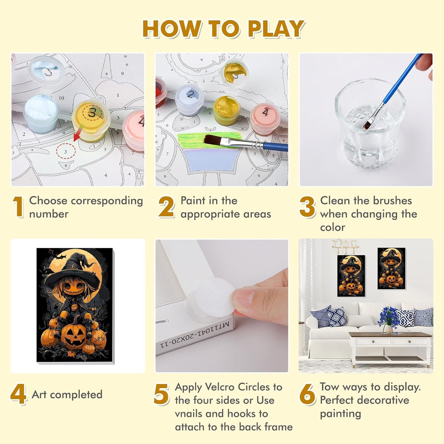 Acrylic Pumpkin Number Painting Crafts Kits Halloween Gifts for Home Decor(Halloween)