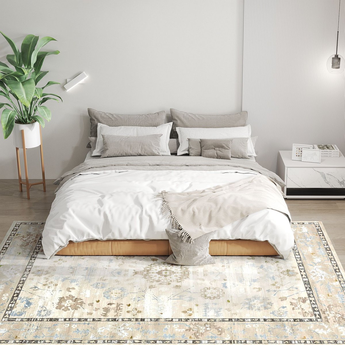 Edge Collections - 8' x 10' - Blue - Boho-Style Plush Rug with Grippers!