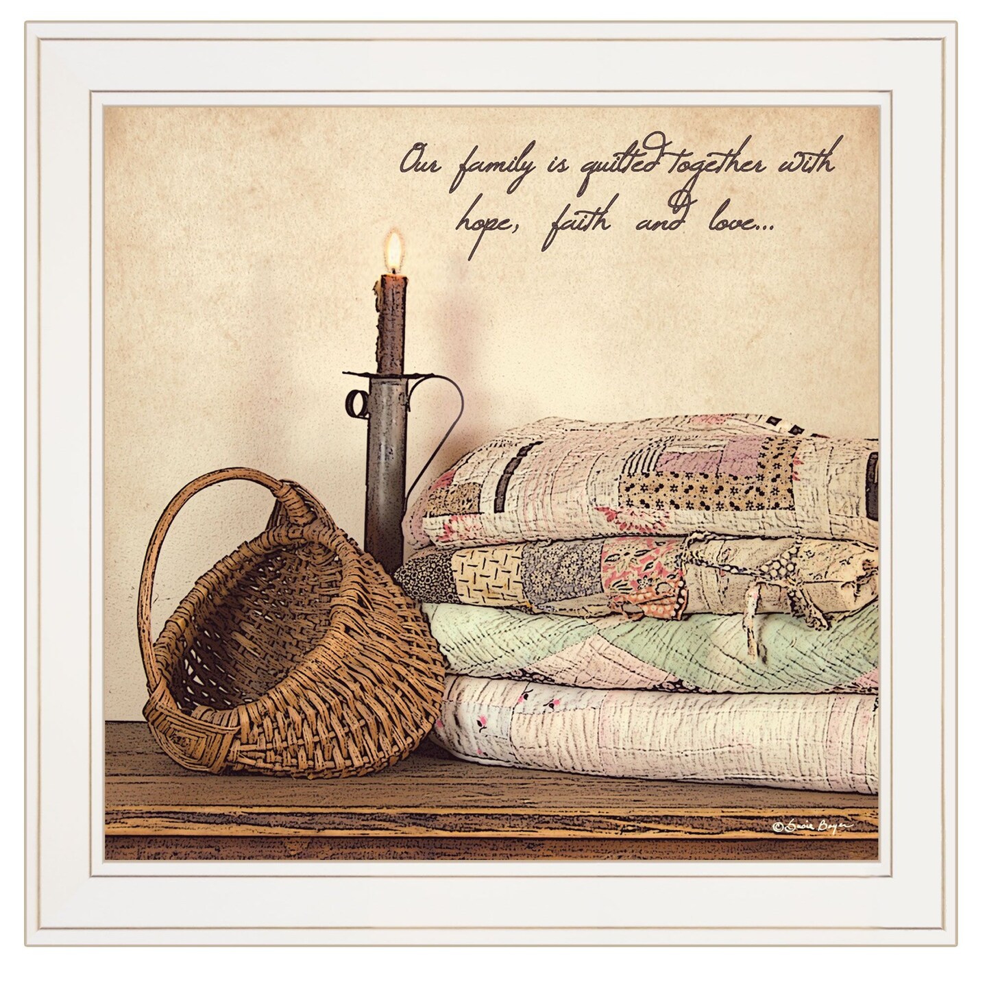 Edge Collections - 21" x 21" - White - Susie Boyer Framed Print Quilted Together - 1 Piece