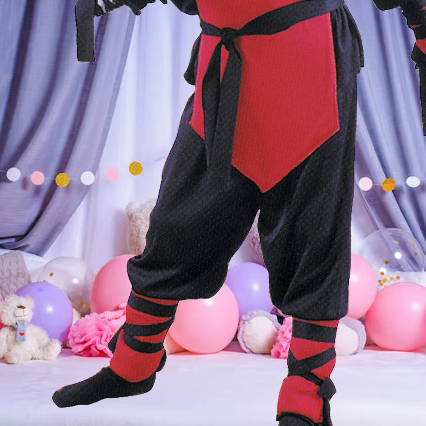 Ninja Complete Red Costume for Kids with Mask and Full Warrior Set