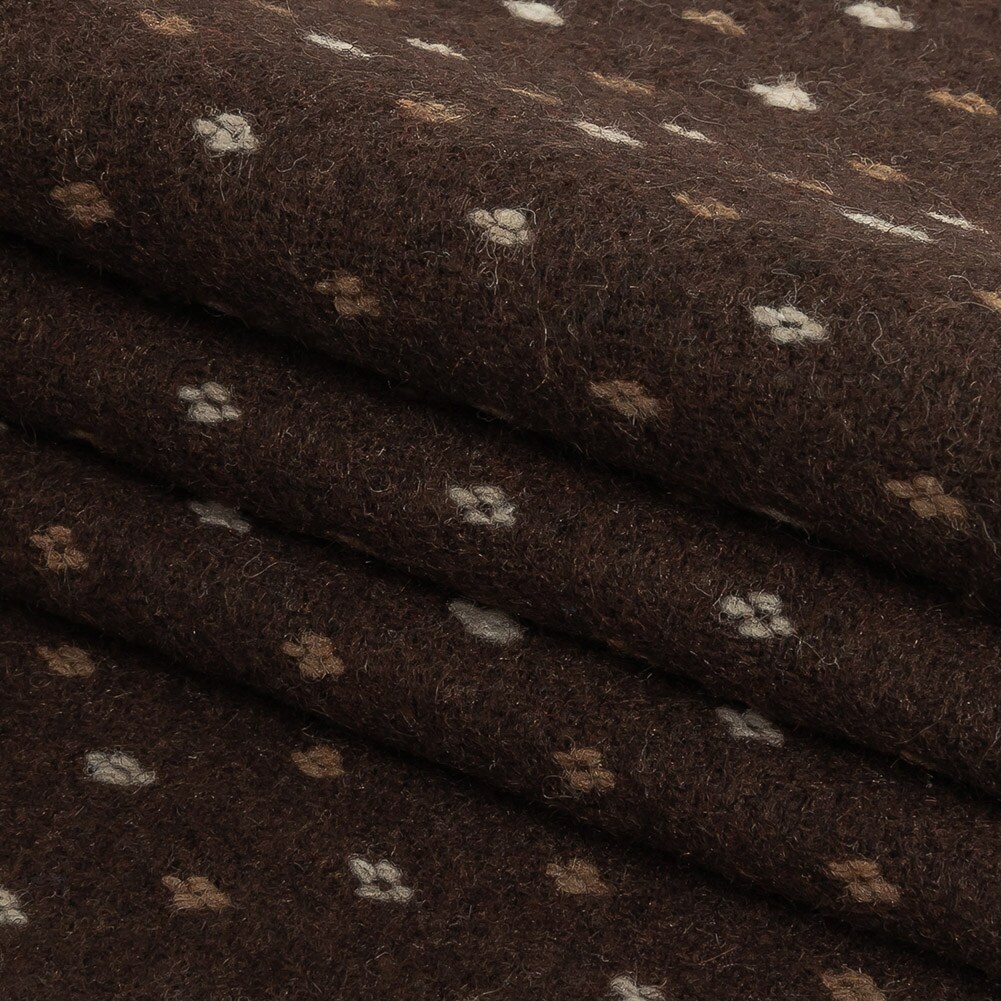 1 Yard Brown Otter and Sugar Swizzle Diamonds Brushed Blended Cotton Jacquard