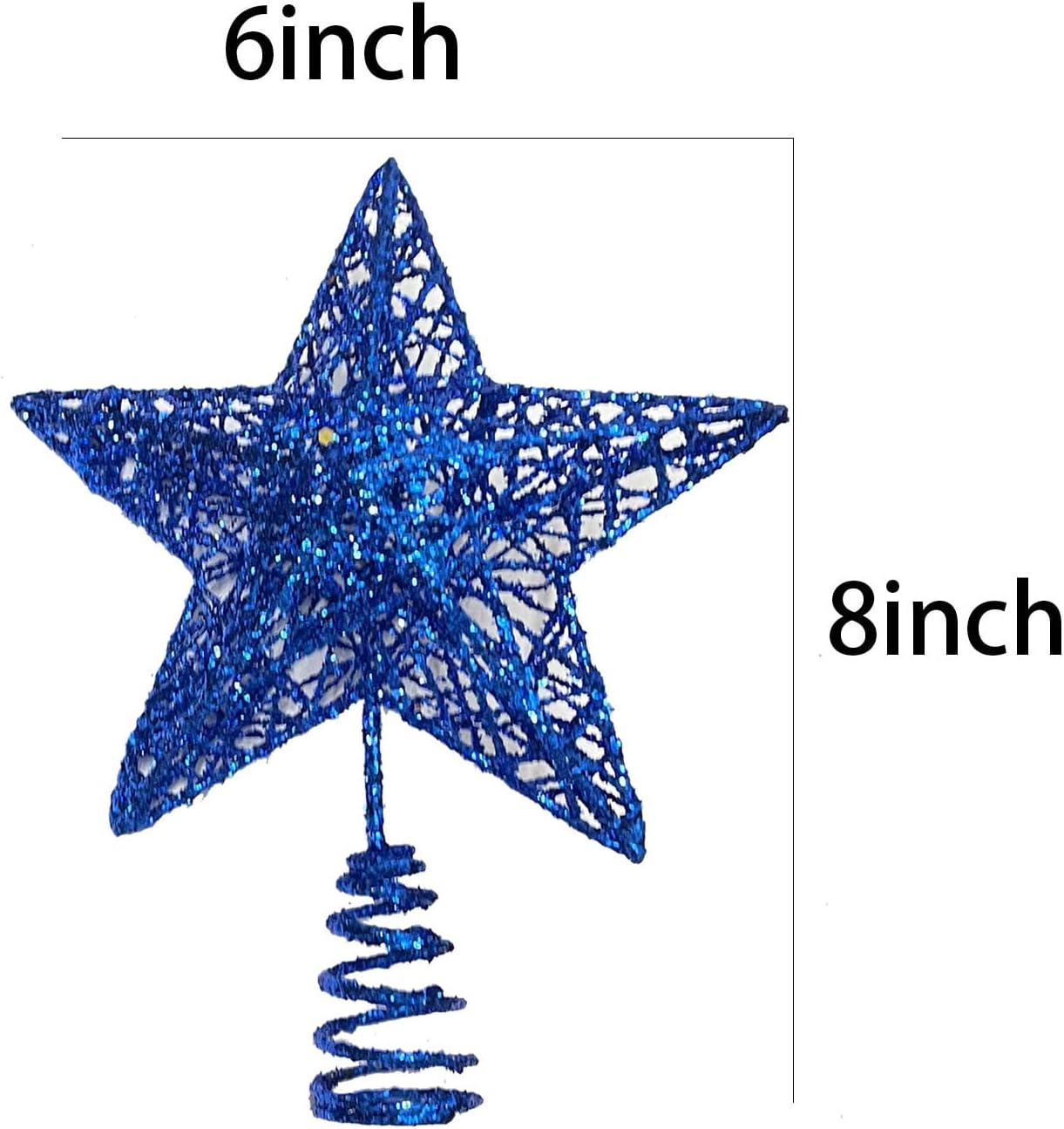 Christmas Tree Star Topper, Xmas Tree Topper Glittered 5 Point Star Treetop