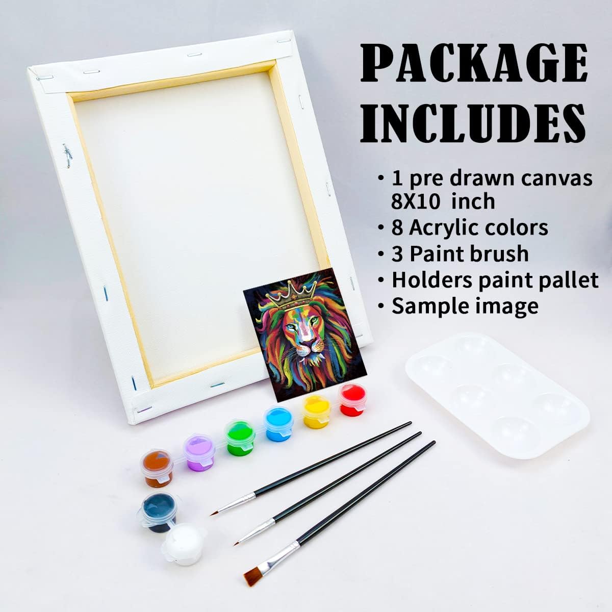Pre Drawn Canvas Painting Kit - 8x10 (Lion King)