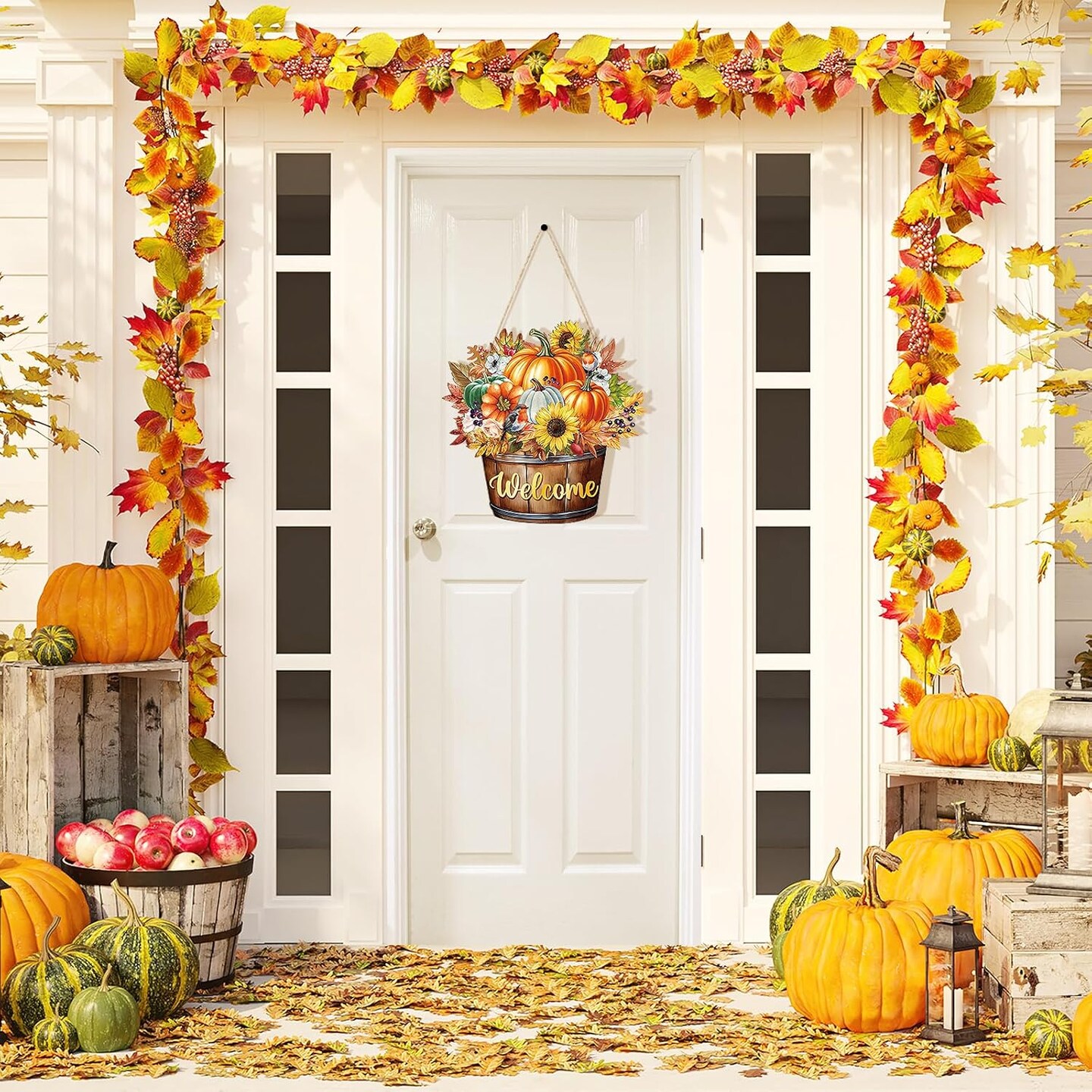 Fall Decoration Welcome Wreaths(Fall Barrel)