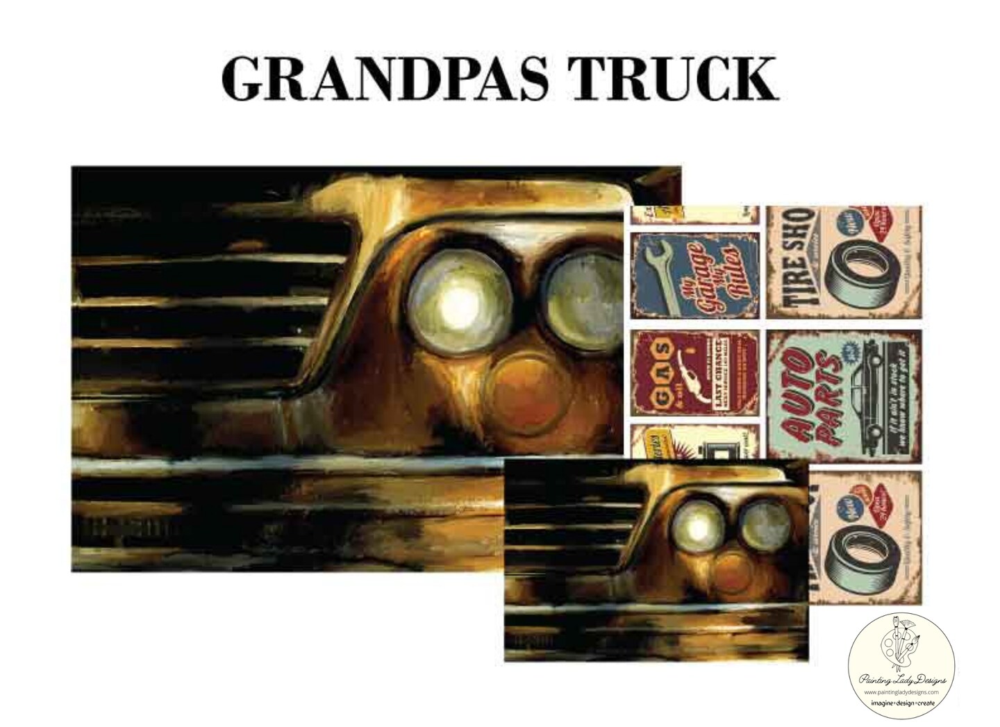 Vintage Auto Posters Decoupage Papers for Crafting and Mixed Media 18x24