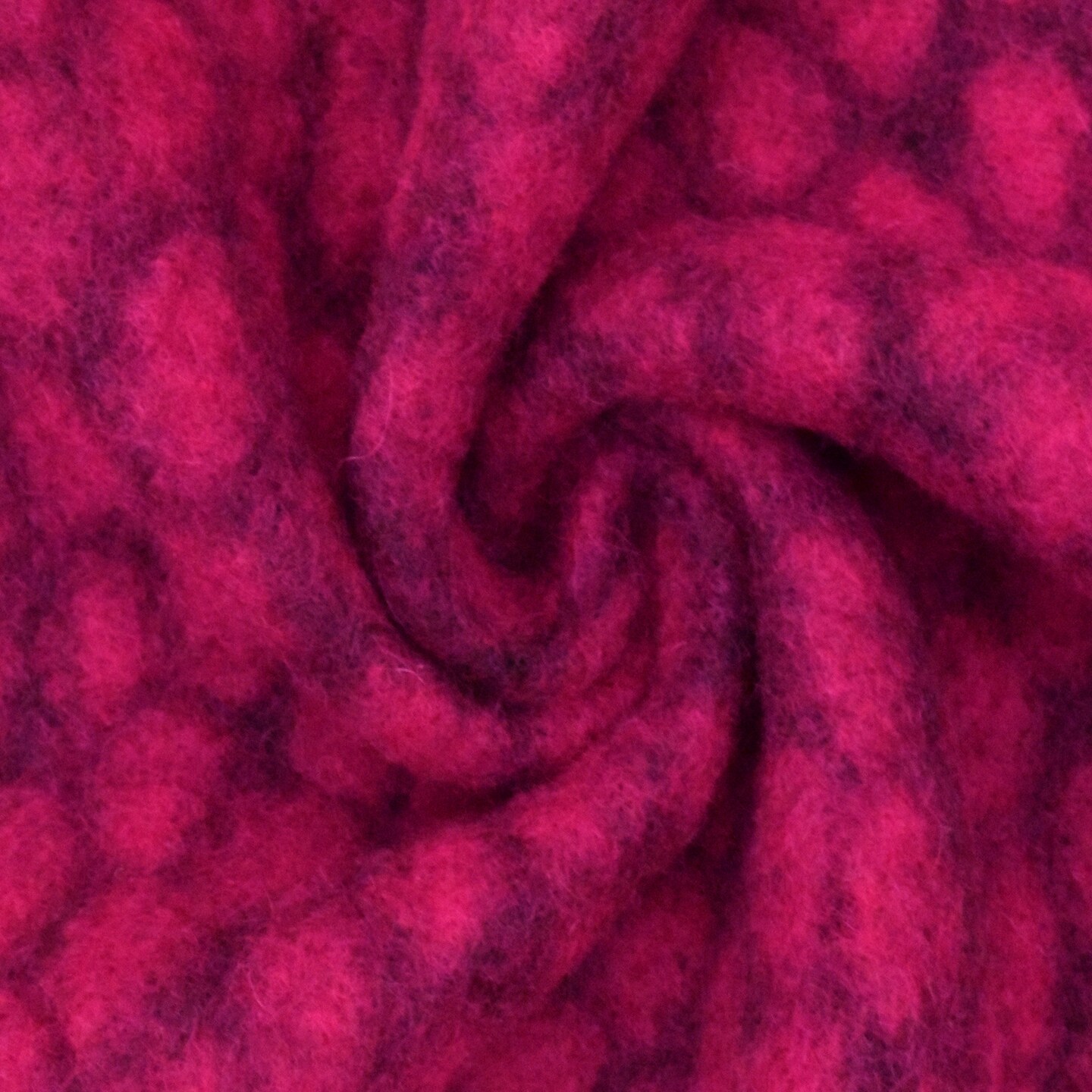 Bright Fuchsia-Black Spot Wool Stretch Jacquard Knit Jacketing Fabric By the Yard