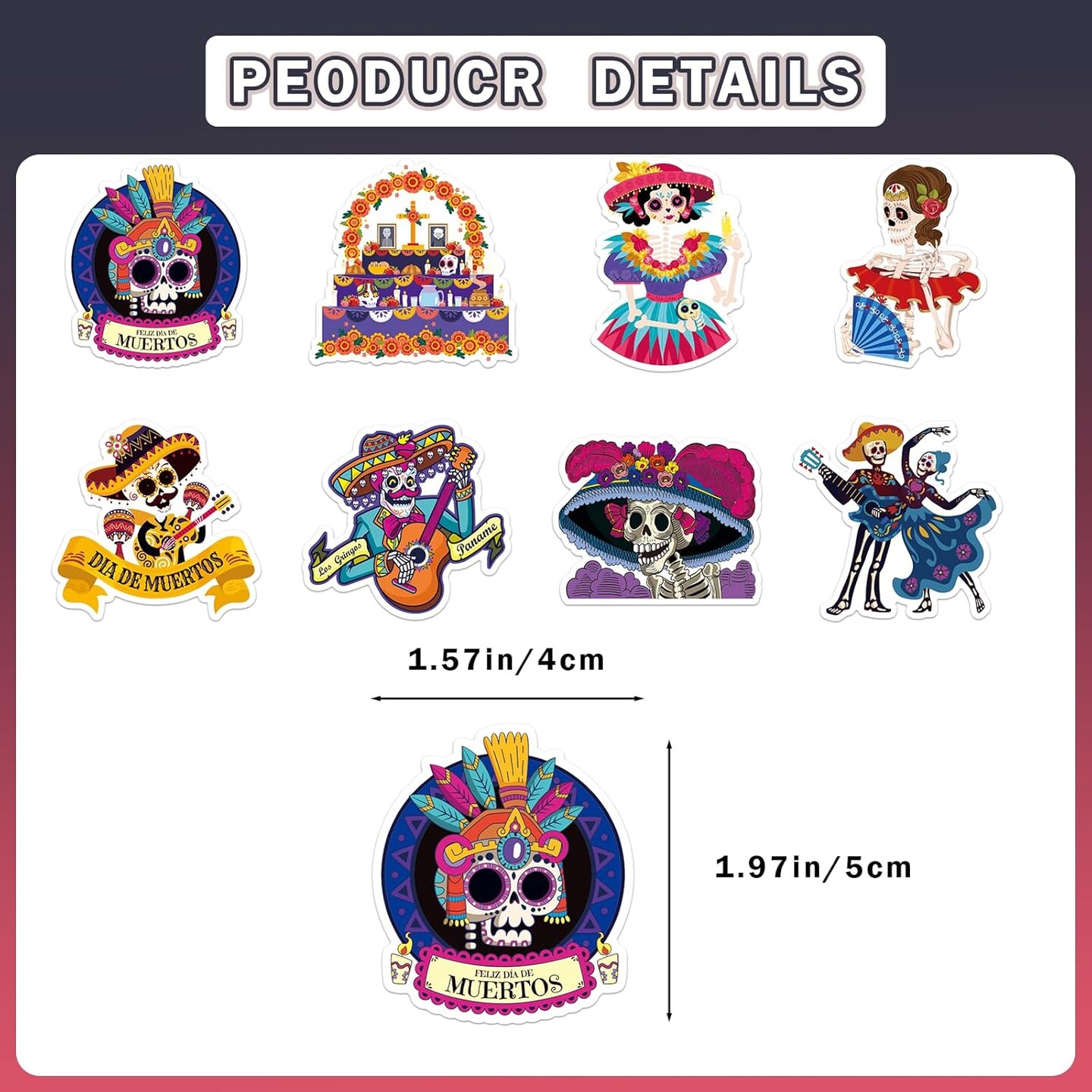 40Pcs Halloween Day of the Dead Cupcake Topper Pick