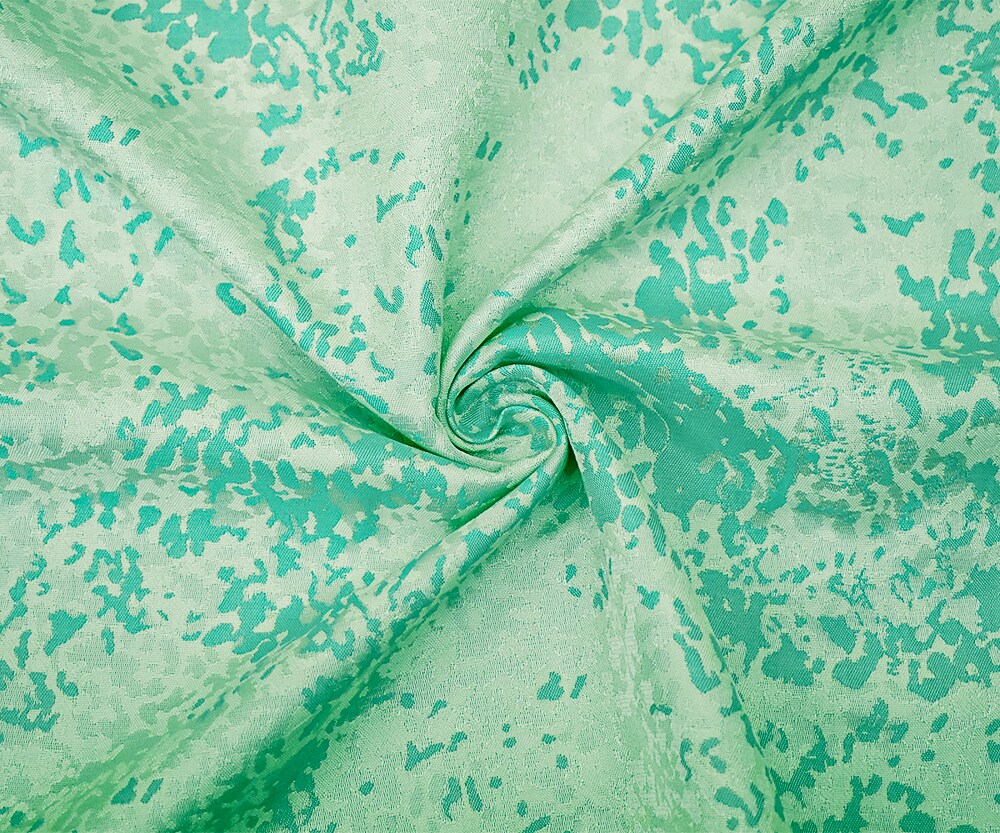 Teal-White-Cool Gray Polyester Abstract Camouflage Jacquard Woven Fabric By the Yard