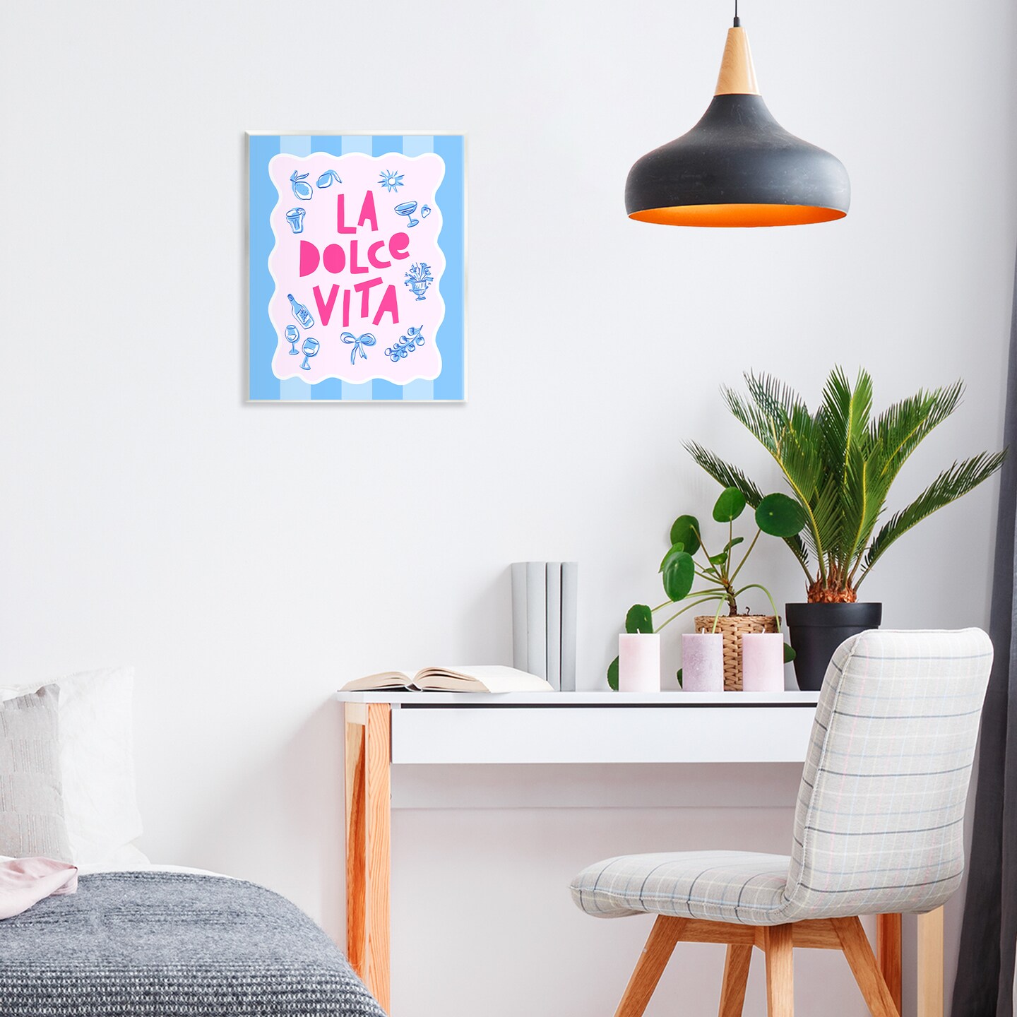 Stupell Industries La Dolce Vita Blue Pink Wall Plaque, design by Dominique Vari