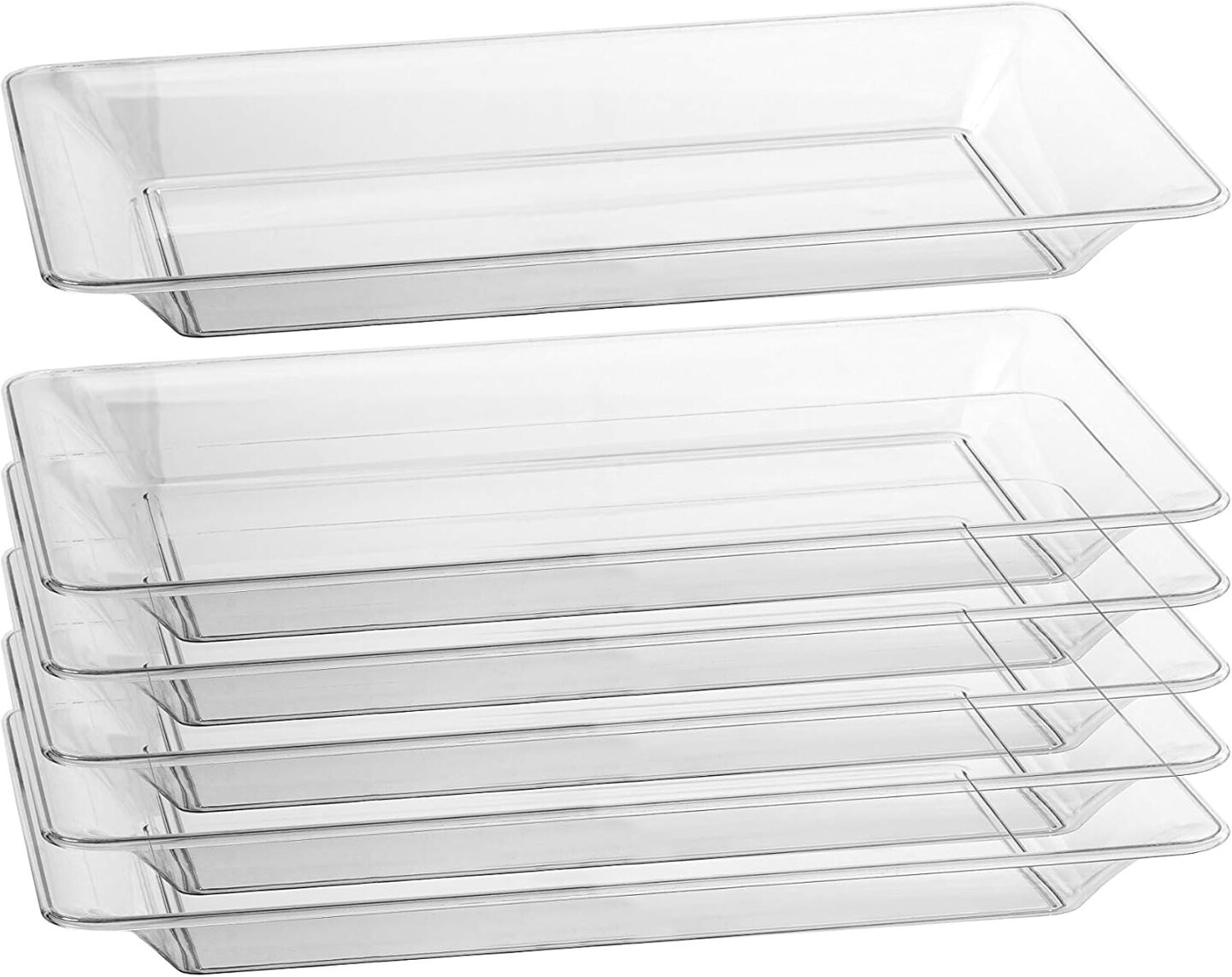  Premium Quality -Rectangle Plastic Disposable Serving Trays for Parties - Heavy Duty Serving Platter and Serving Trays for Eating