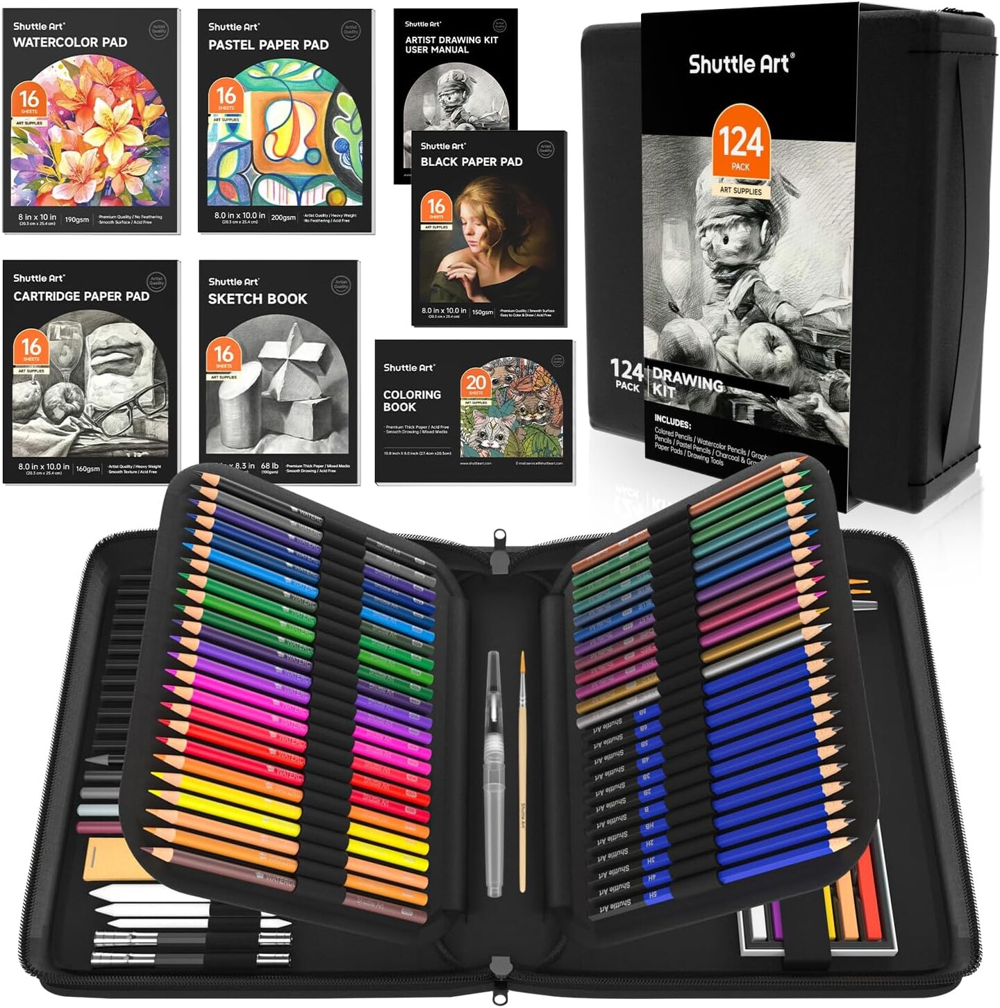 124 PCS Drawing Kit with Sketch, Pencils &#x26; Art Supplies