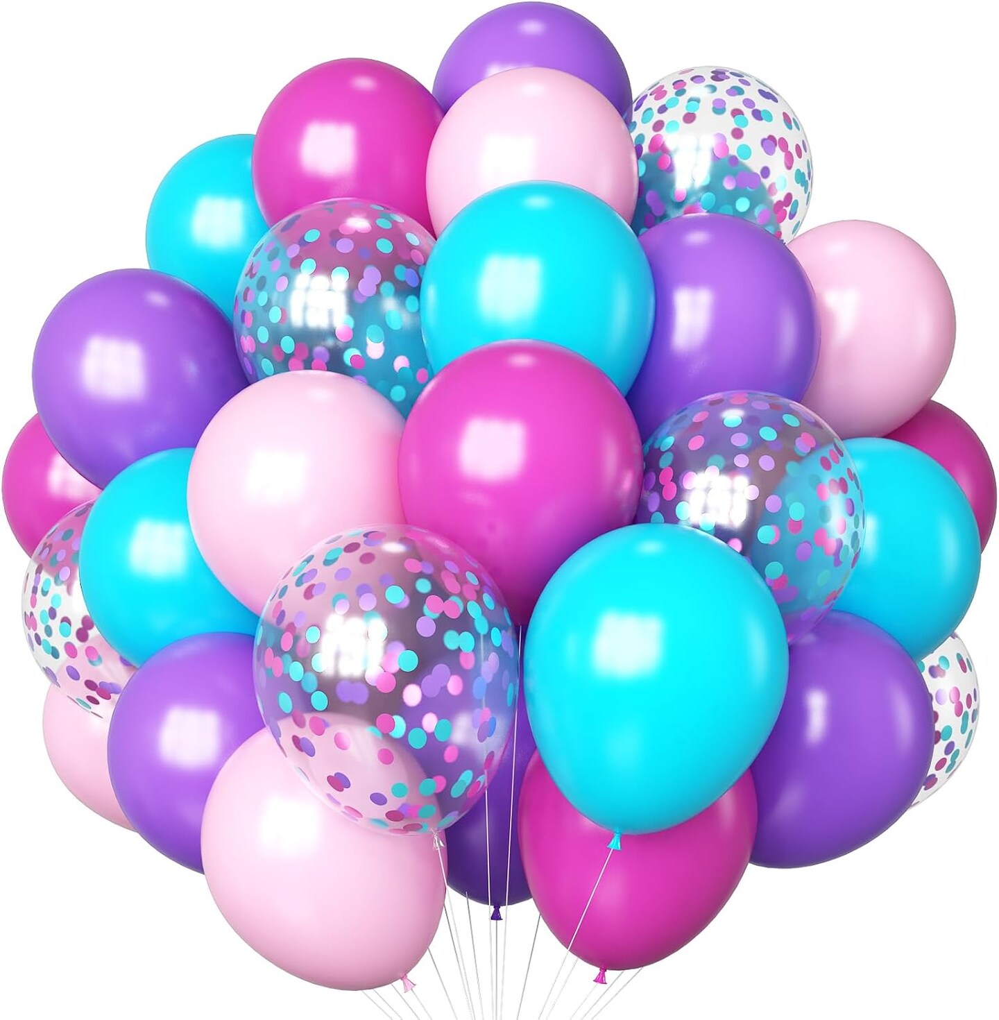 Pink Purple Blue Balloons 60 Pcs Hot Pink(Hot Pink Teal Purple)