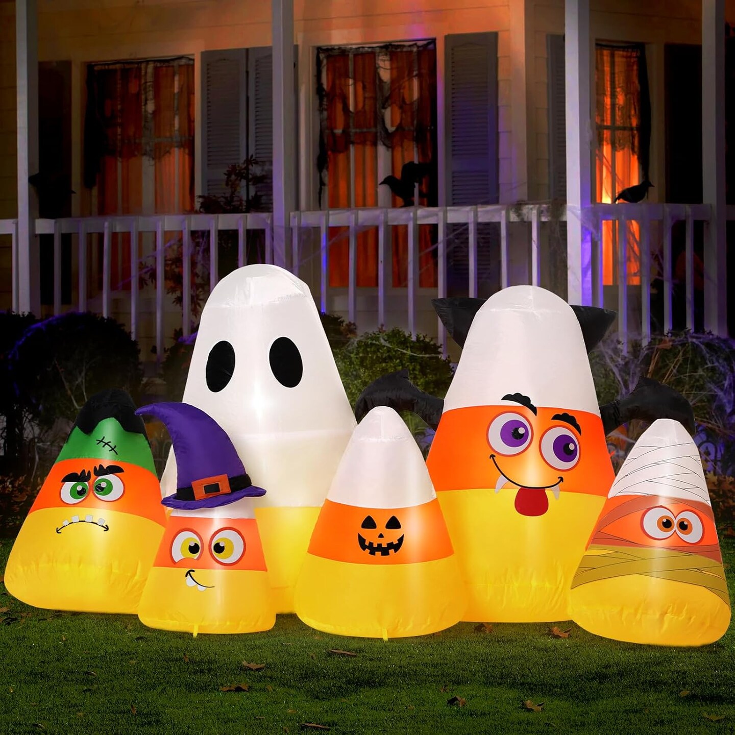 Halloween Inflatable Candy Corn Inflatable with Built-in LED Lights Indoor Outdoor (Yellow)