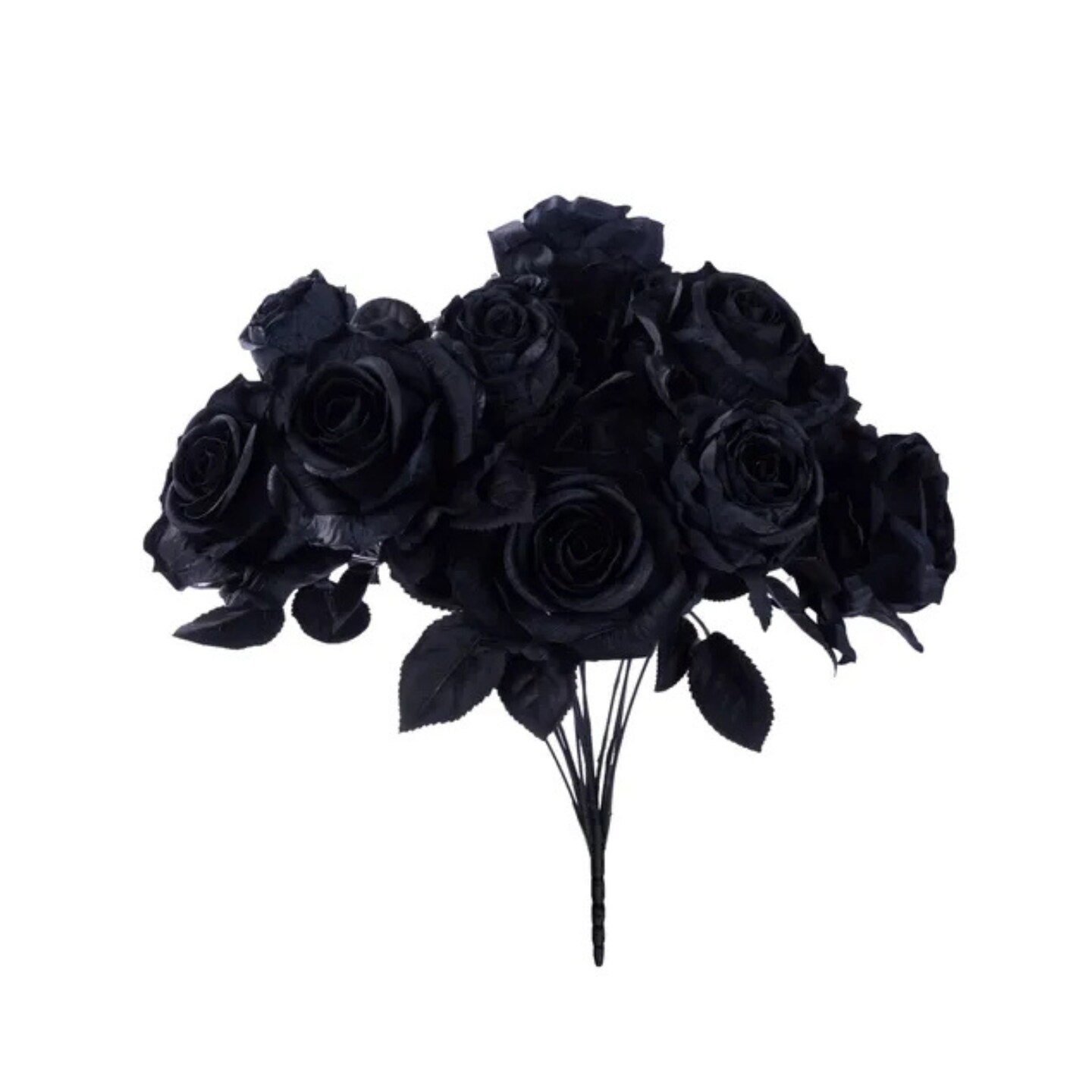 Black Rose Bush – 20" Artificial Fabric Roses & Buds-FN171902