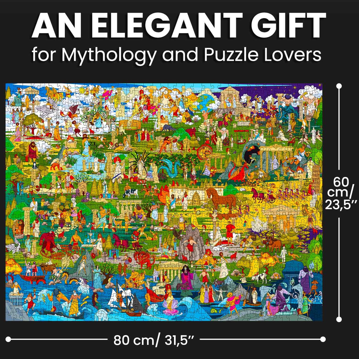 QUOKKA 1000 Piece Puzzle for Adults Greek Gods - Adult Puzzles with Secret Tasks &#x26; Immersive Audio Story of Ancient Myths and Legends for Deep Relaxation for Challenge Puzzle Lovers