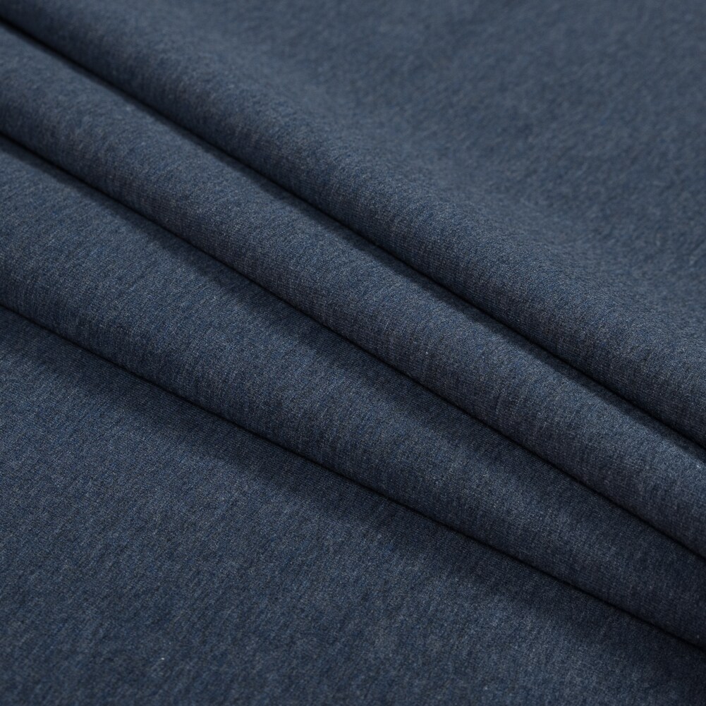 1 Yard Heather Lake Blue Bamboo Cotton Stretch Knit Fleece Fabric Soft Medium Weight 60 inch Width
