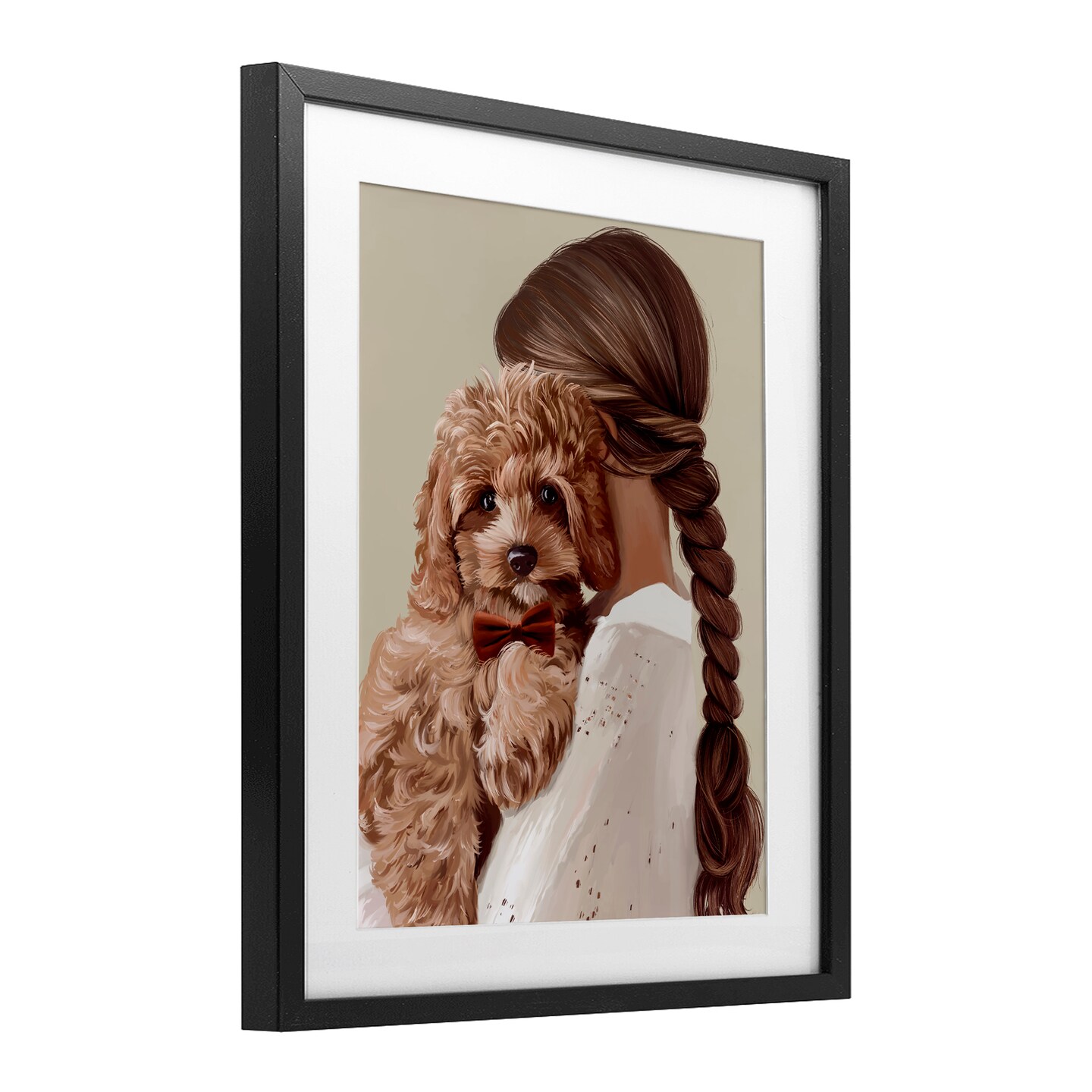 Stupell Industries Girl And Puppy Friendship Framed Print Under Glass, design by Anna Lischenko