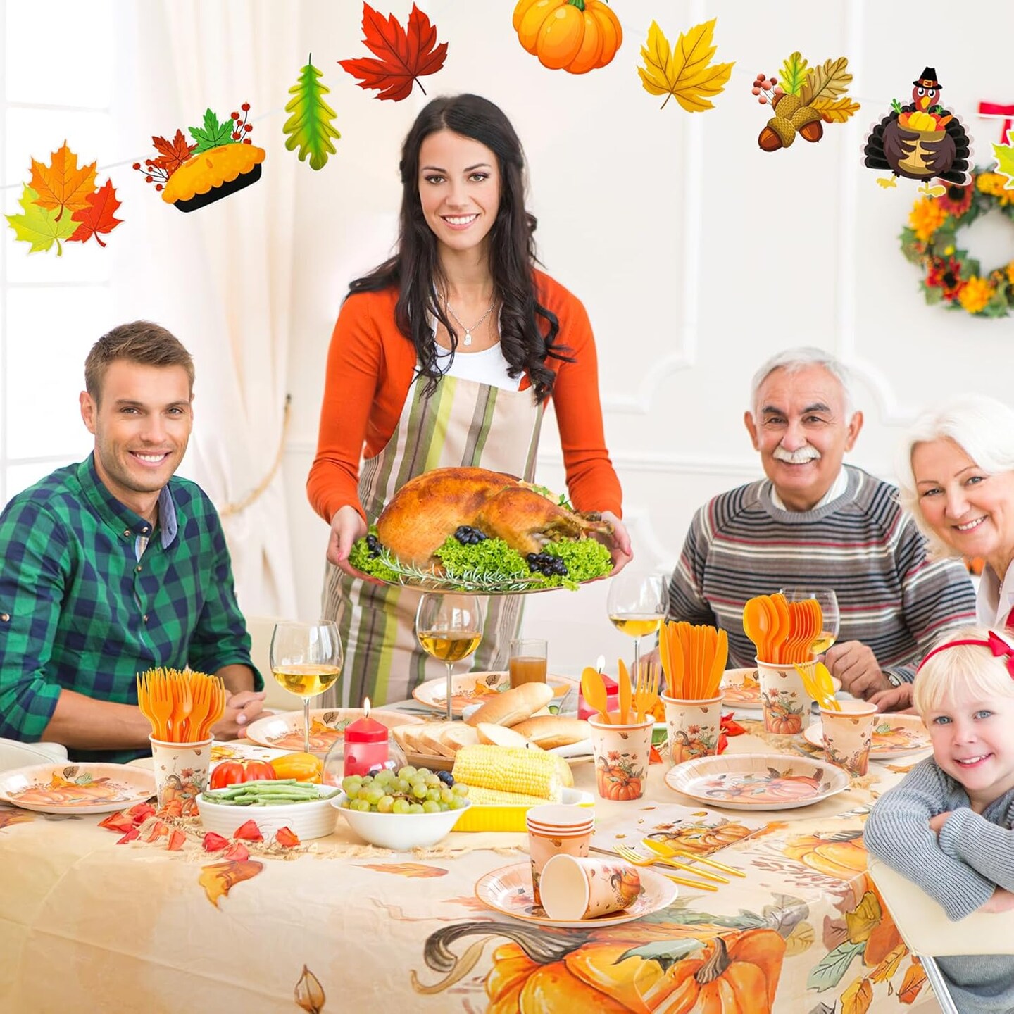 170pc Thanksgiving Plates(Multicolor)11.85 x 8.9 x 3.43 inches