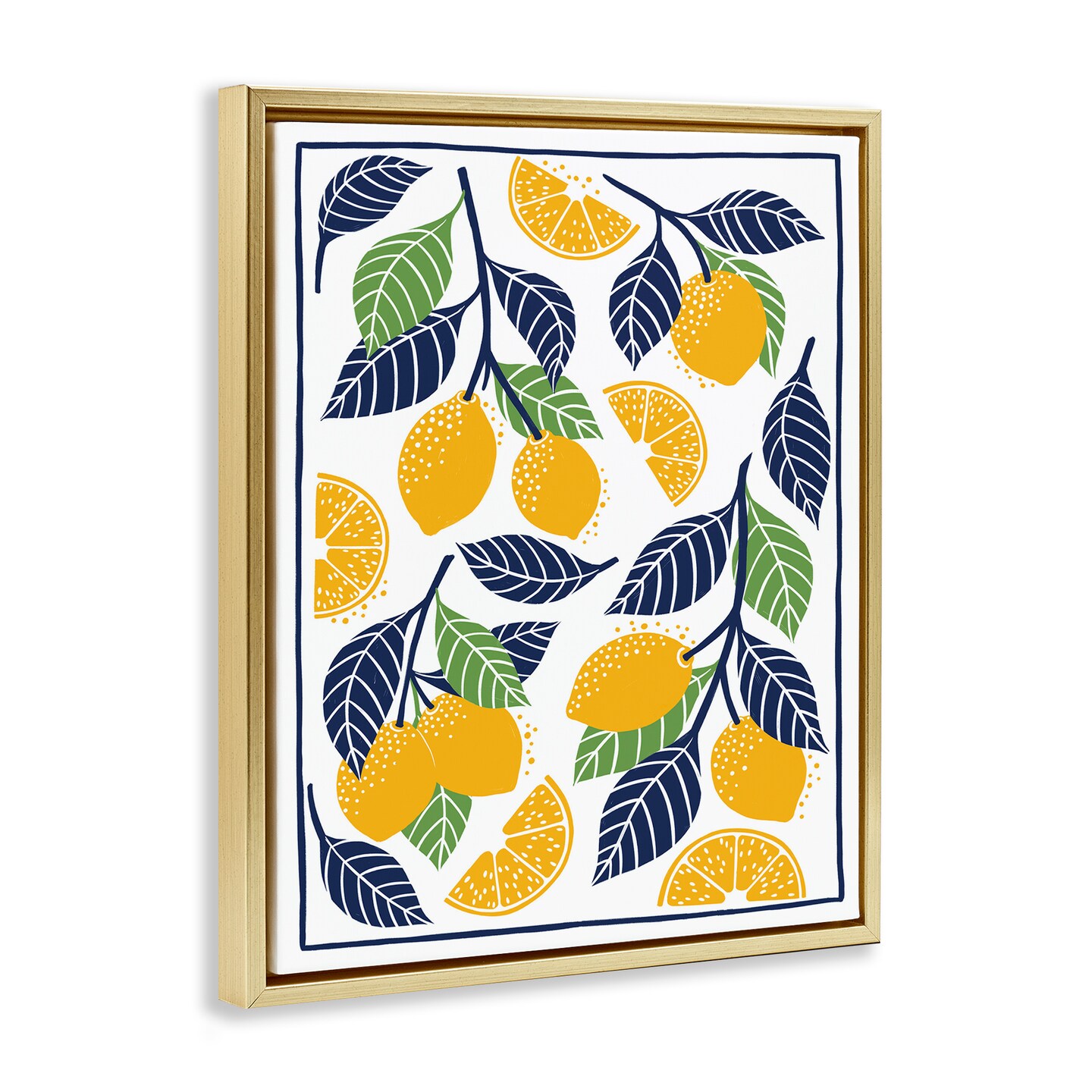 Stupell Industries Mediterranean Lemons Pattern Floating Frame, design by Bex Morley Design
