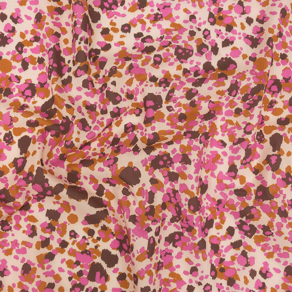 1 Yard Pink Cotton Poplin Fabric with Sunspot Painterly Animal Print
