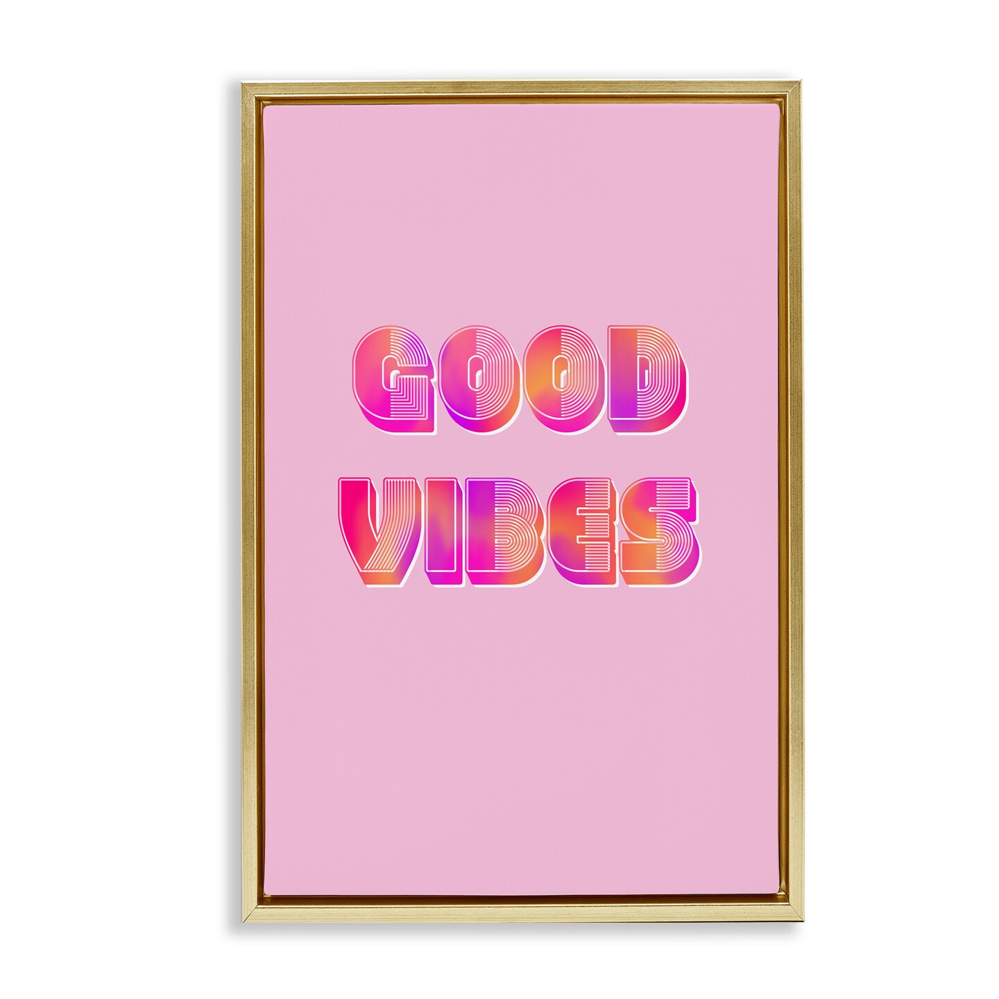 Stupell Industries Pink & Orange Retro Good Vibes Floating Frame, design by Pooja Dave