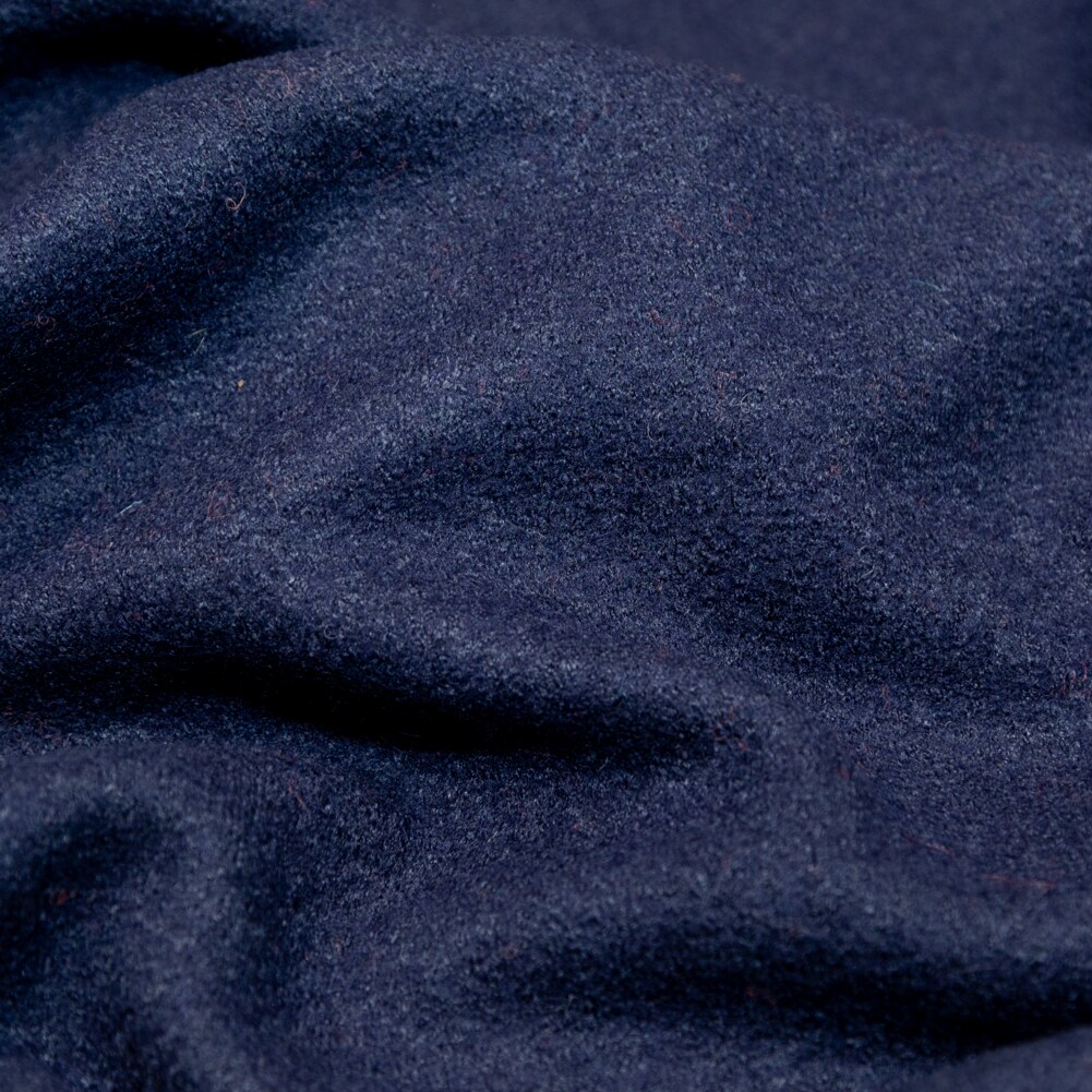 1 Yard Navy Boiled Wool Coating Fabric Heavyweight Solid Blue Winter Sewing Material