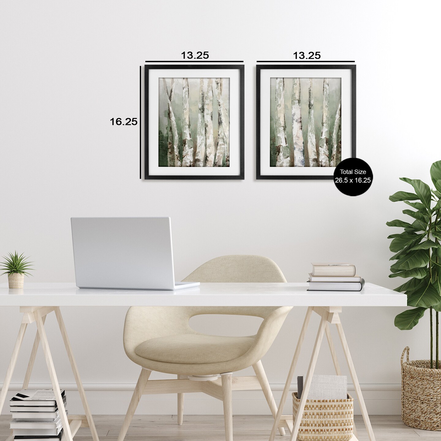 Stupell Industries Organic Birch Forest Trees 2pc Framed Print Under Glass Set, design by Luna Mavis