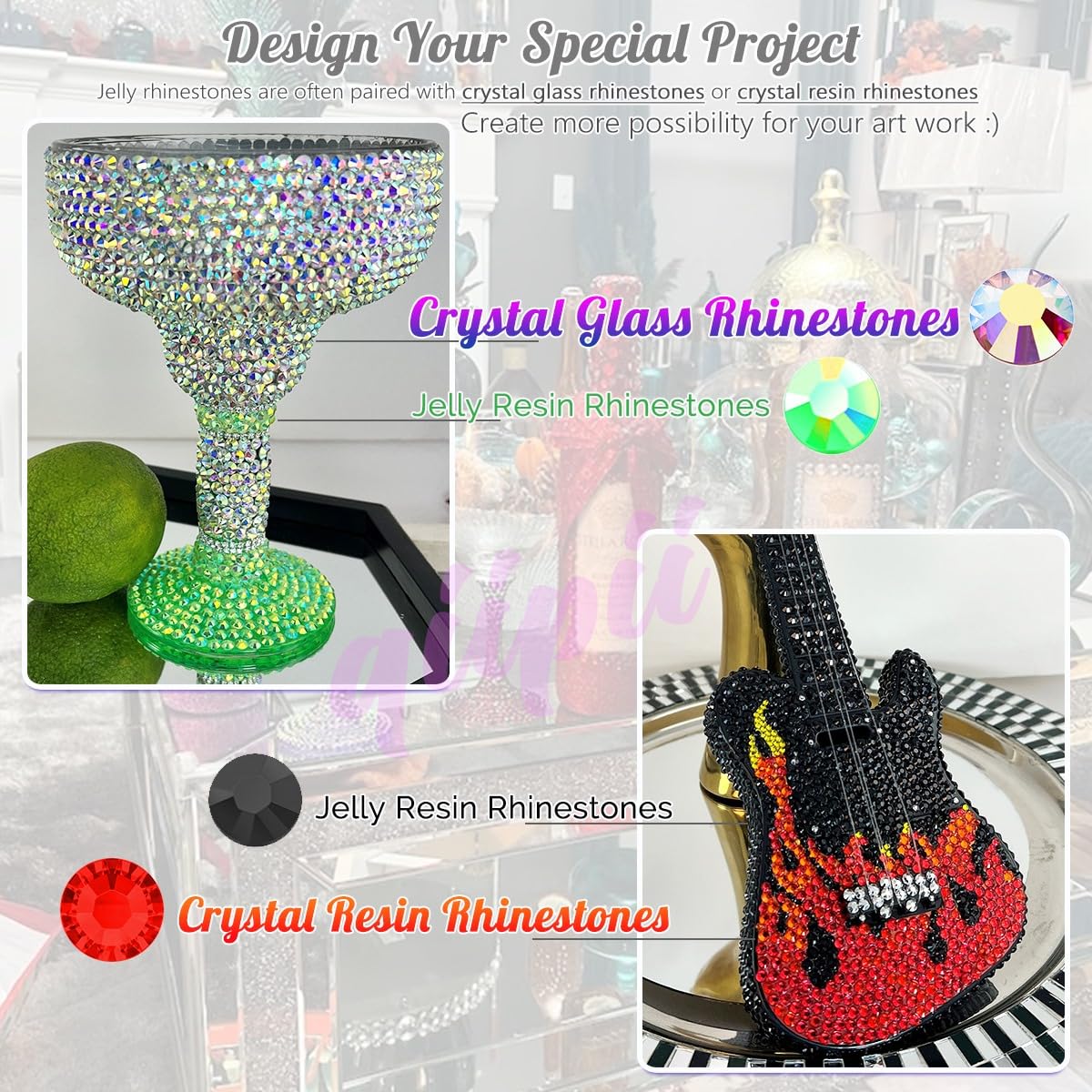 qiipii Orange Yellow AB Resin Rhinestones for Crafting 2mm 3mm 4mm 5mm 6mm Flatback Jelly Stones Non-Hotfix Gems Diamonds for Nails Face Eyes Makeup Tumblers Bottles DIY Crafts Clothes Shoes Phones
