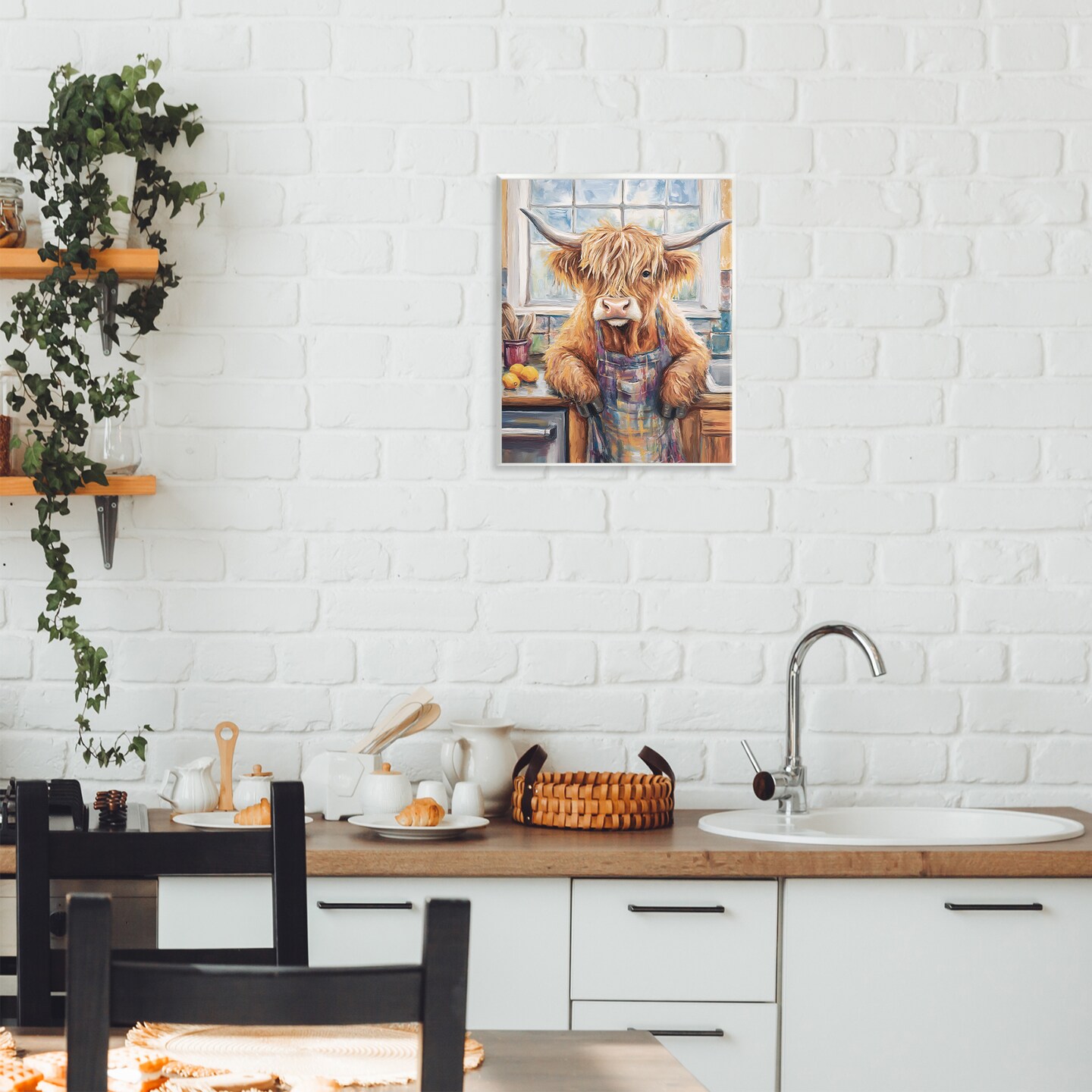 Stupell Industries Kitchen Time Chef Cow Wall Plaque, design by Nina Blue