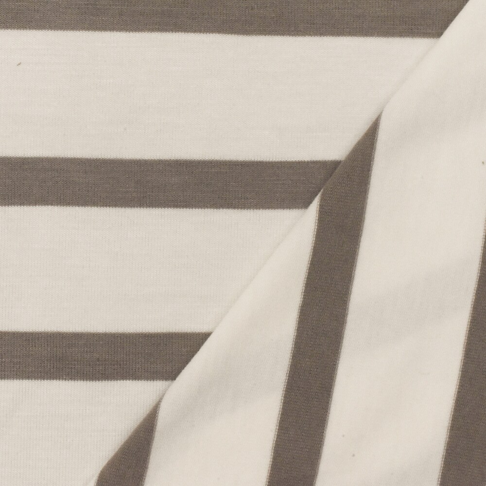 Taupe-Ivory Stripe Stretch Spandex Rayon Modal Jersey Knit Fabric By the Yard