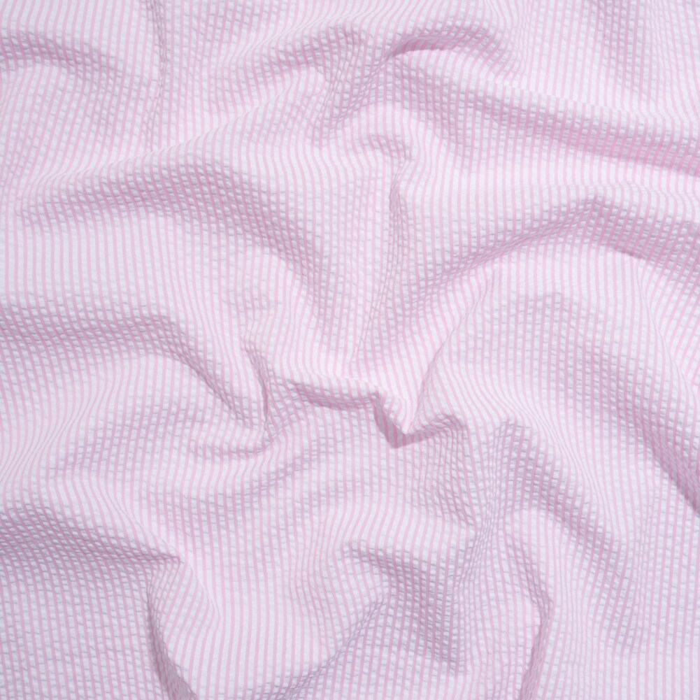 1 Yard Polyester and Cotton Seersucker Pink and White Candy Stripes