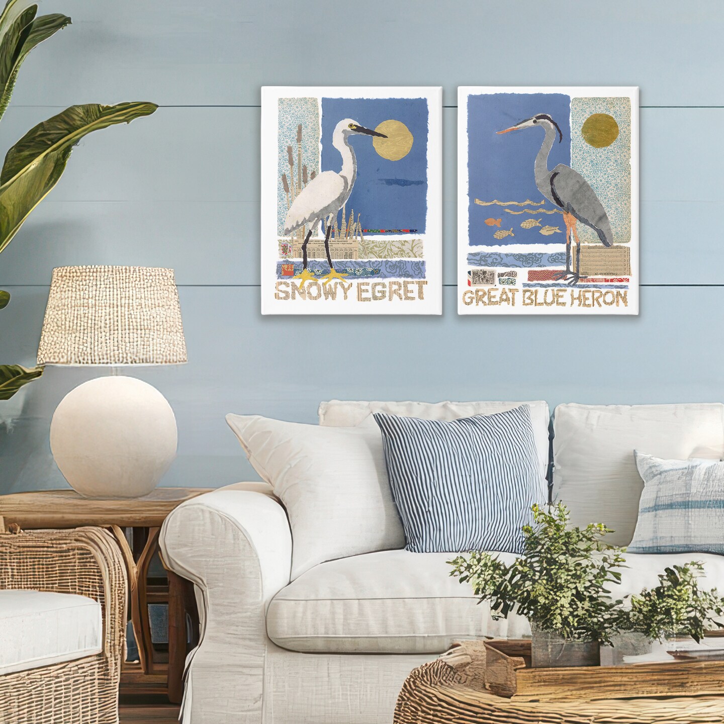Stupell Industries Snowy Egret & Great Blue Heron 2pc Canvas Set, design by Nancy Overton