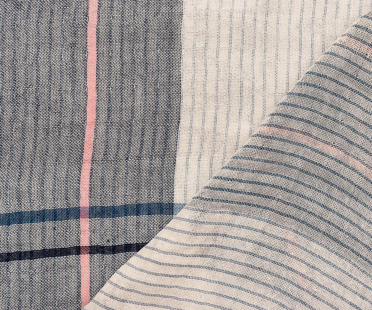 Blue-White-Multi Famous Maker Cotton Plaid Double Gauze Woven Fabric By the Yard