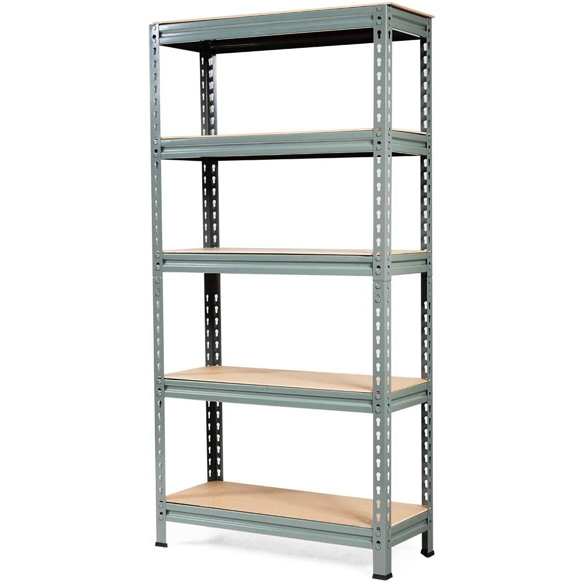 60 Inch Adjustable Heavy Duty 5-Shelf Metal Storage Rack with MDF Boards for Home OR Garage