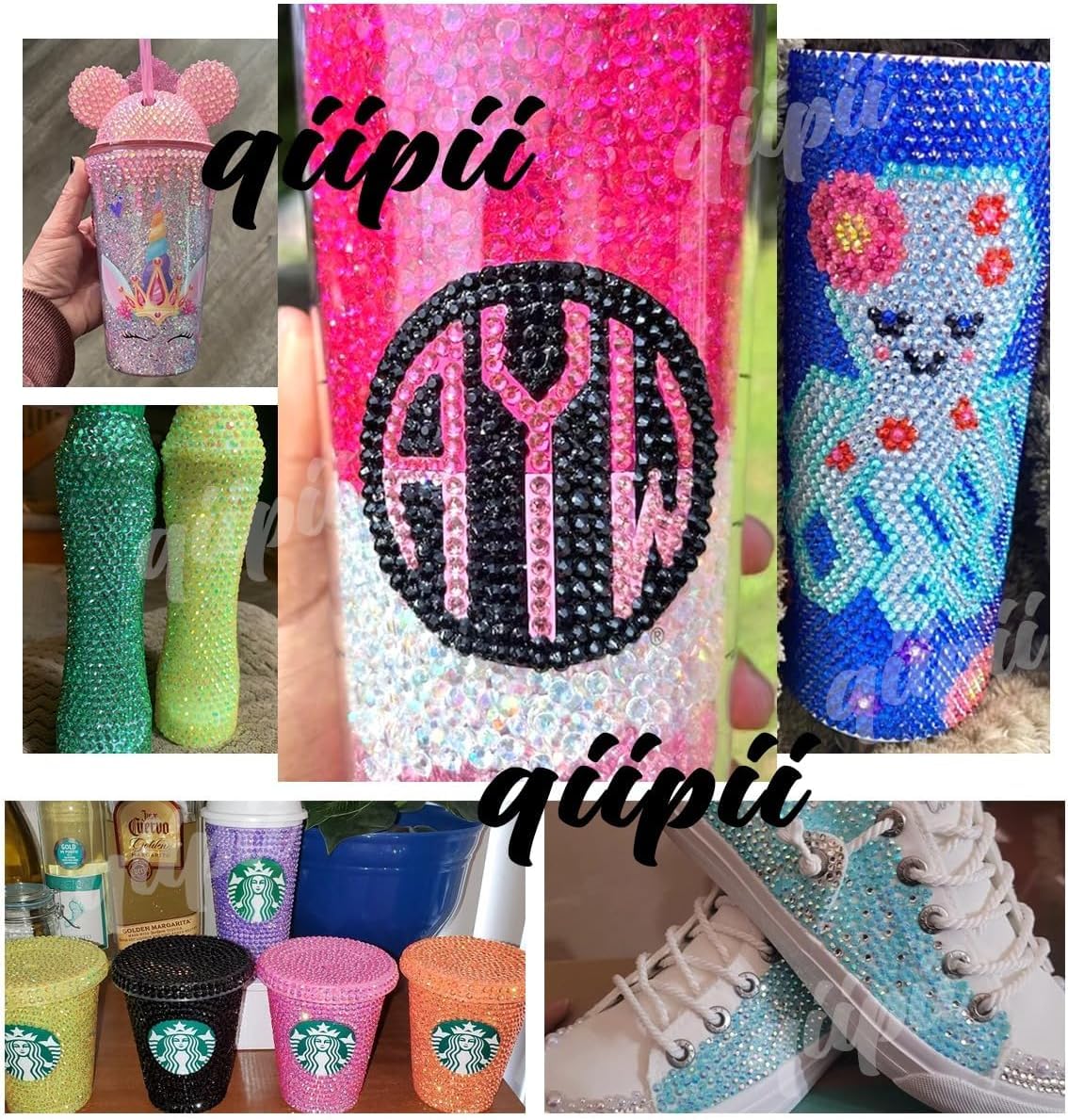 qiipii White AB Resin Flatback Rhinestone for Tumblers Crafting 2mm 3mm 4mm 5mm 6mm Flatback Jelly Stones Gems Diamonds for Face Eyes Makeup Mugs Bottles DIY Crafts Decor Clothes Shoes Phones Bookes