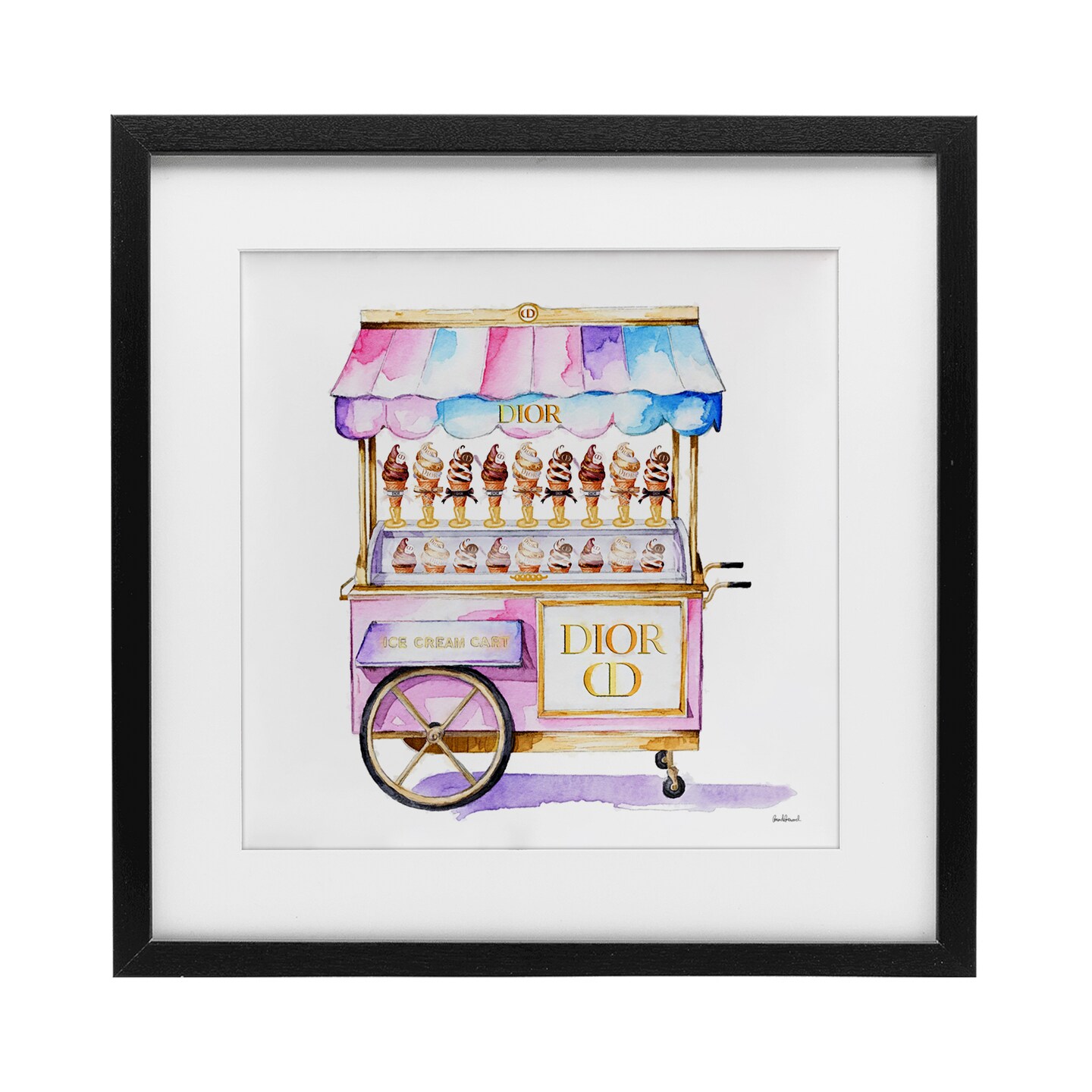 Stupell Industries Pastel Glam Ice Cream Framed Print Under Glass, design by Amanda Greenwood