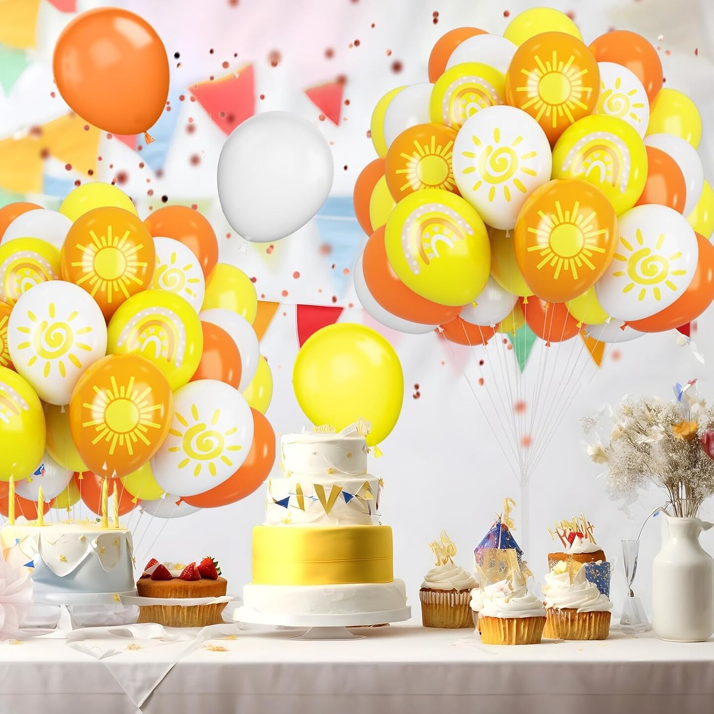 12 inch Yellow Orange White Latex Balloons(Sun)