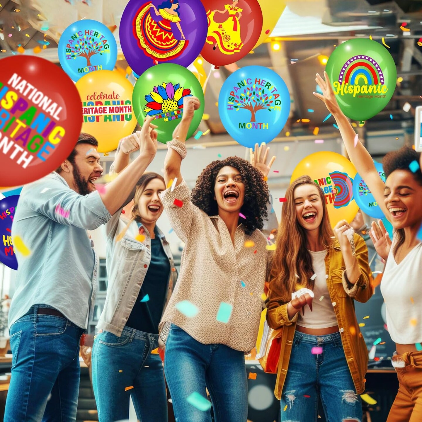 45 Pcs Hispanic Heritage Month Decorations,Latex Balloons Latin American Balloons