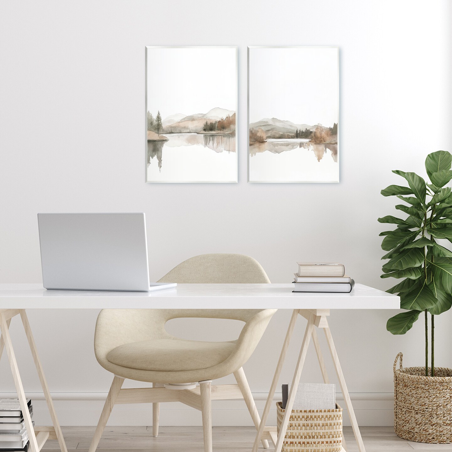 Stupell Industries Softly Flowing Landscape 2pc Wall Plaque Set, design by Mona Grace